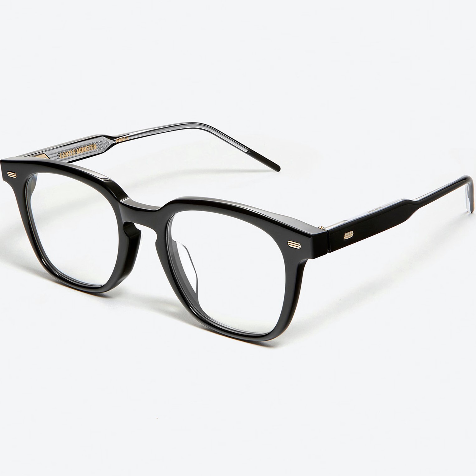 Mắt kính giả cận Gentle Monster Kubo 01 Square Glasses in Black Acetate Frame Clear Lenses 1