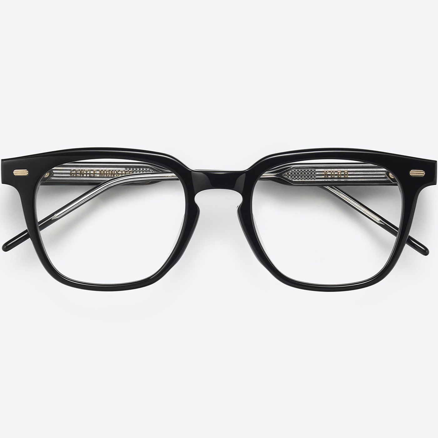 Mắt kính giả cận Gentle Monster Kubo 01 Square Glasses in Black Acetate Frame Clear Lenses 6