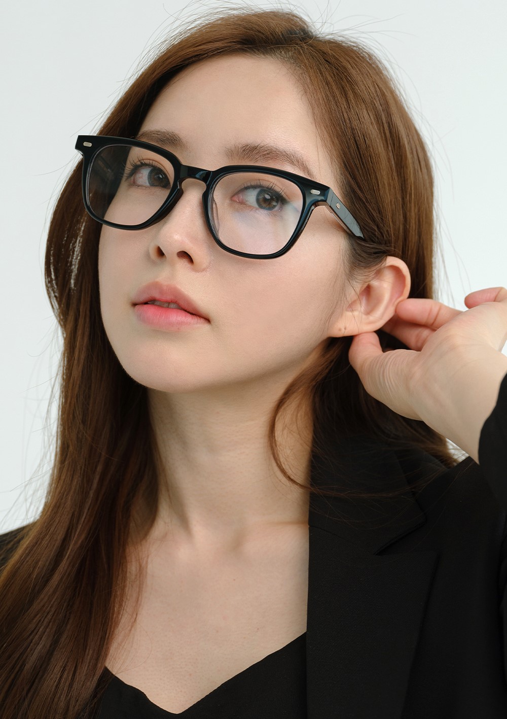 Mắt kính giả cận Gentle Monster Kubo 01 Square Glasses in Black Acetate Frame Clear Lenses 12