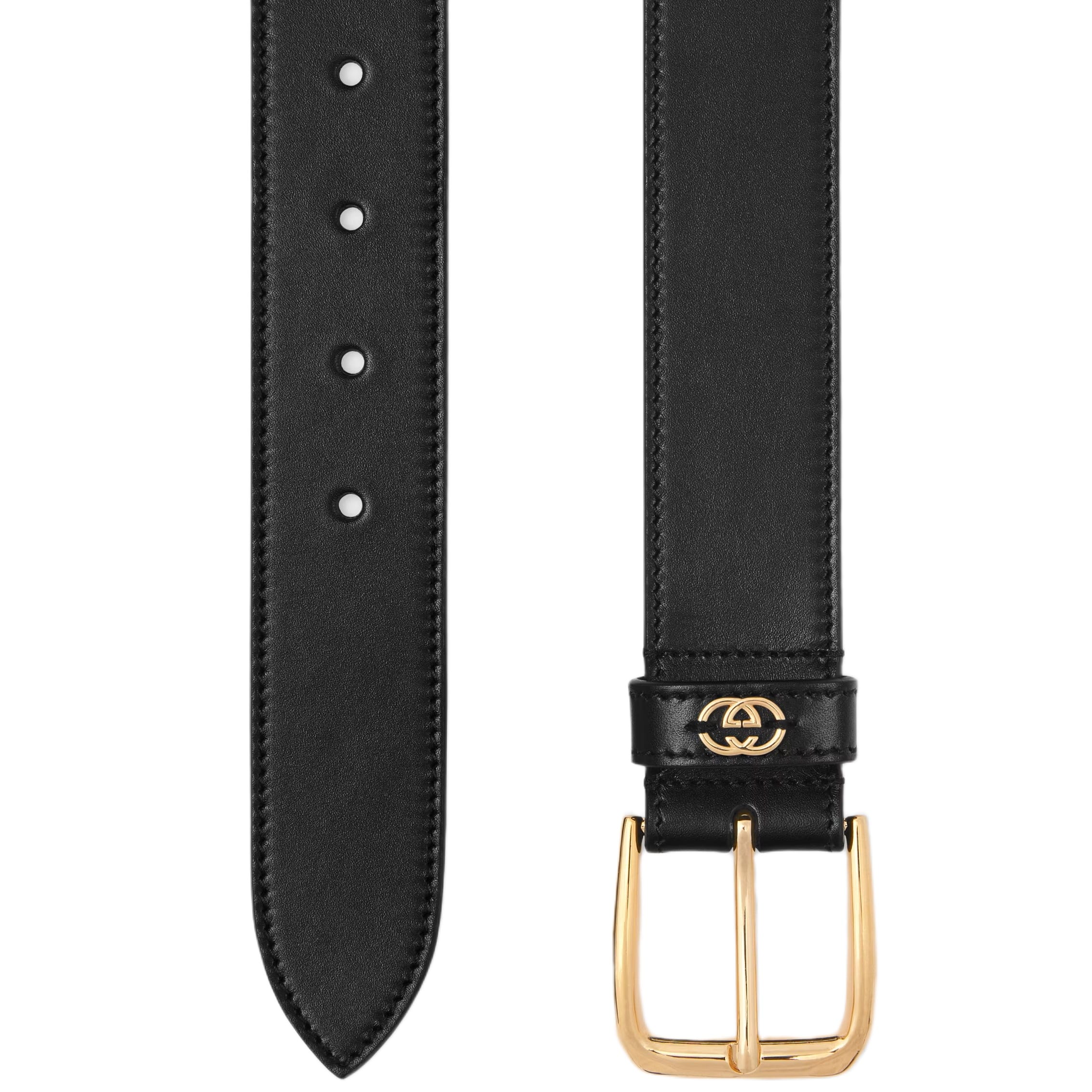 Dây nịt Nam Gucci Belt With Square Buckle And Interlocking G Detail 2