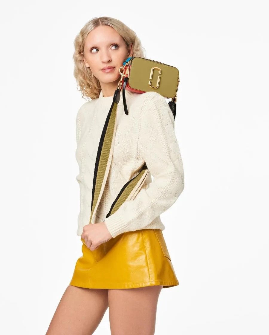 Túi đeo nữ Marc Jacobs màu xanh The Colorblock Snapshot Camera Bag Ecru Olive Multi 4