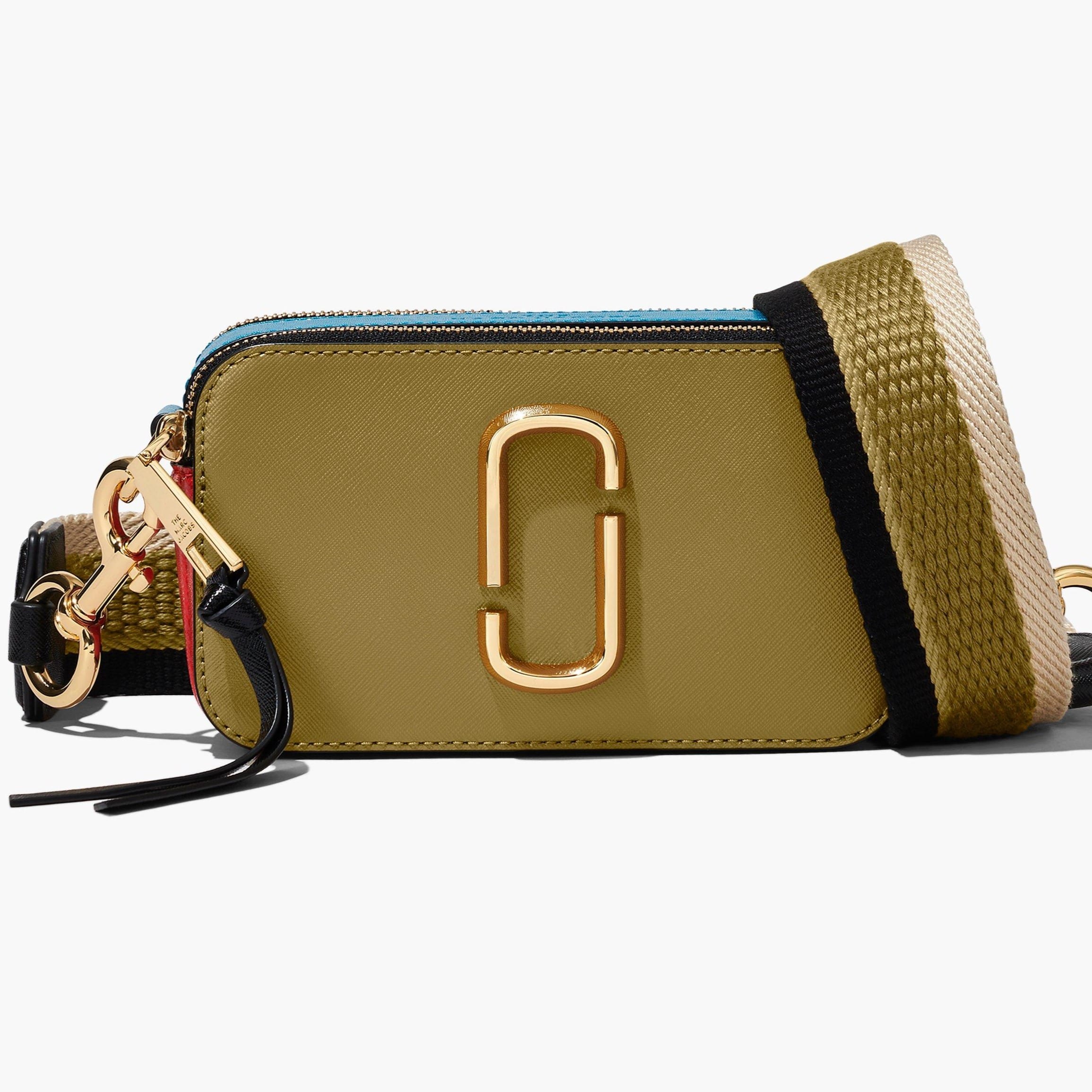 Túi đeo nữ Marc Jacobs màu xanh The Colorblock Snapshot Camera Bag Ecru Olive Multi 1