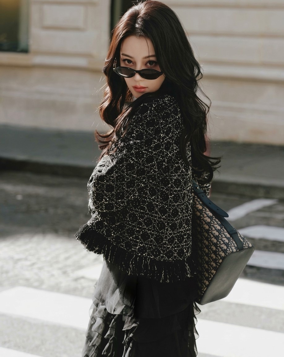 Mắt kính đen DiorTreasure R1I Black Oval Sunglasses 5