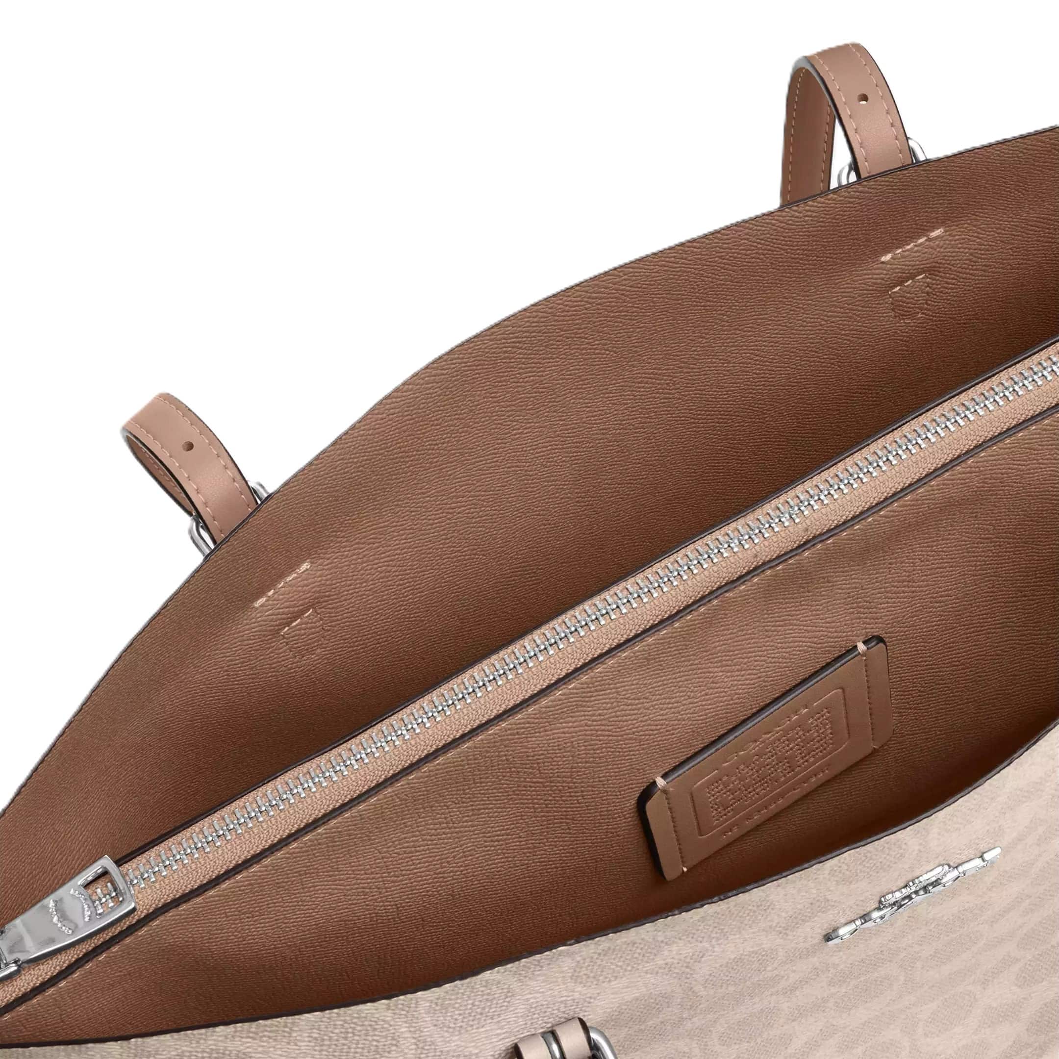 Túi xách Coach nữ Mollie Tote Bag In Signature Canvas Silver Sand CV967 1