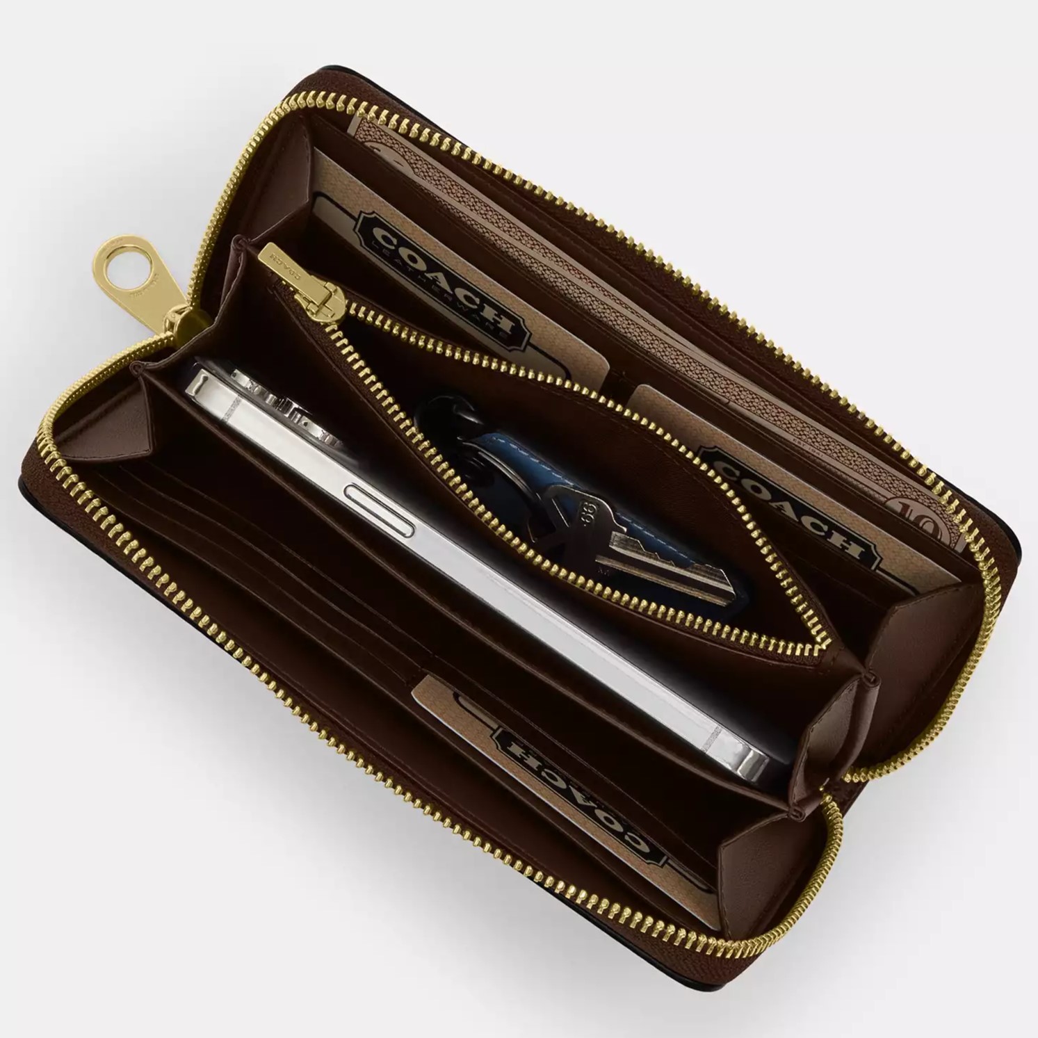 Ví Coach dài nữ Long Zip Around Wallet With Star Print Chalk Multi CW479 6