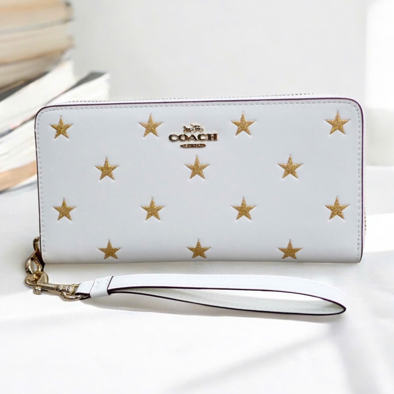 Ví Coach dài nữ Long Zip Around Wallet With Star Print Chalk Multi CW479 3
