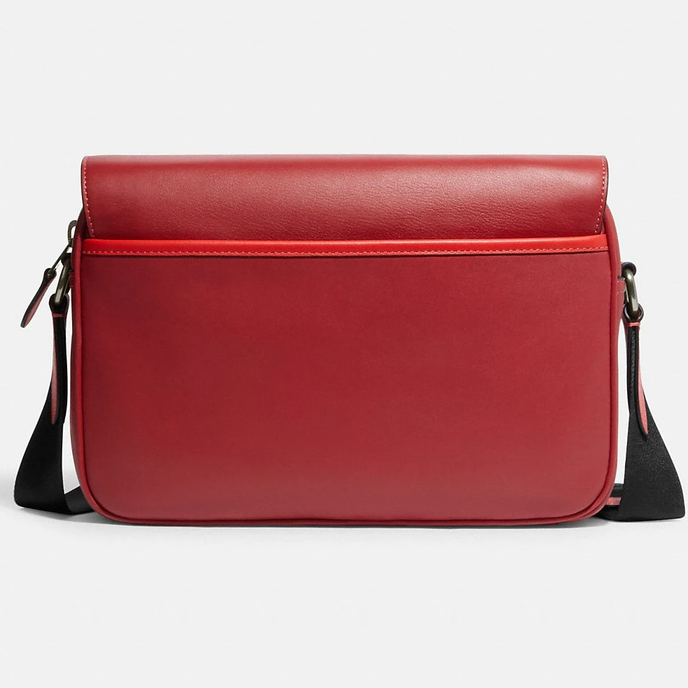 TÚI DÁNG CẶP COACH TRACK CROSSBODY IN RED KHAKI MULTI COLORBLOCK SIGNATURE CANVAS WITH COACH STAMP 3
