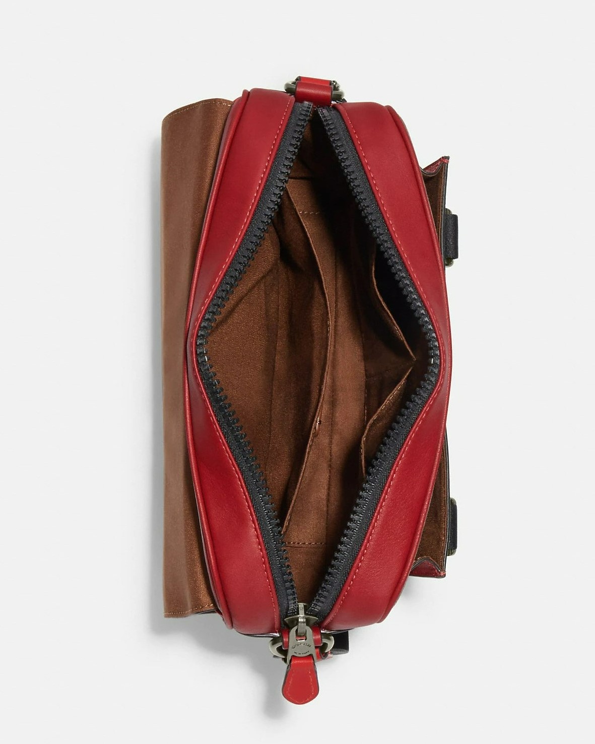 TÚI DÁNG CẶP COACH TRACK CROSSBODY IN RED KHAKI MULTI COLORBLOCK SIGNATURE CANVAS WITH COACH STAMP 5