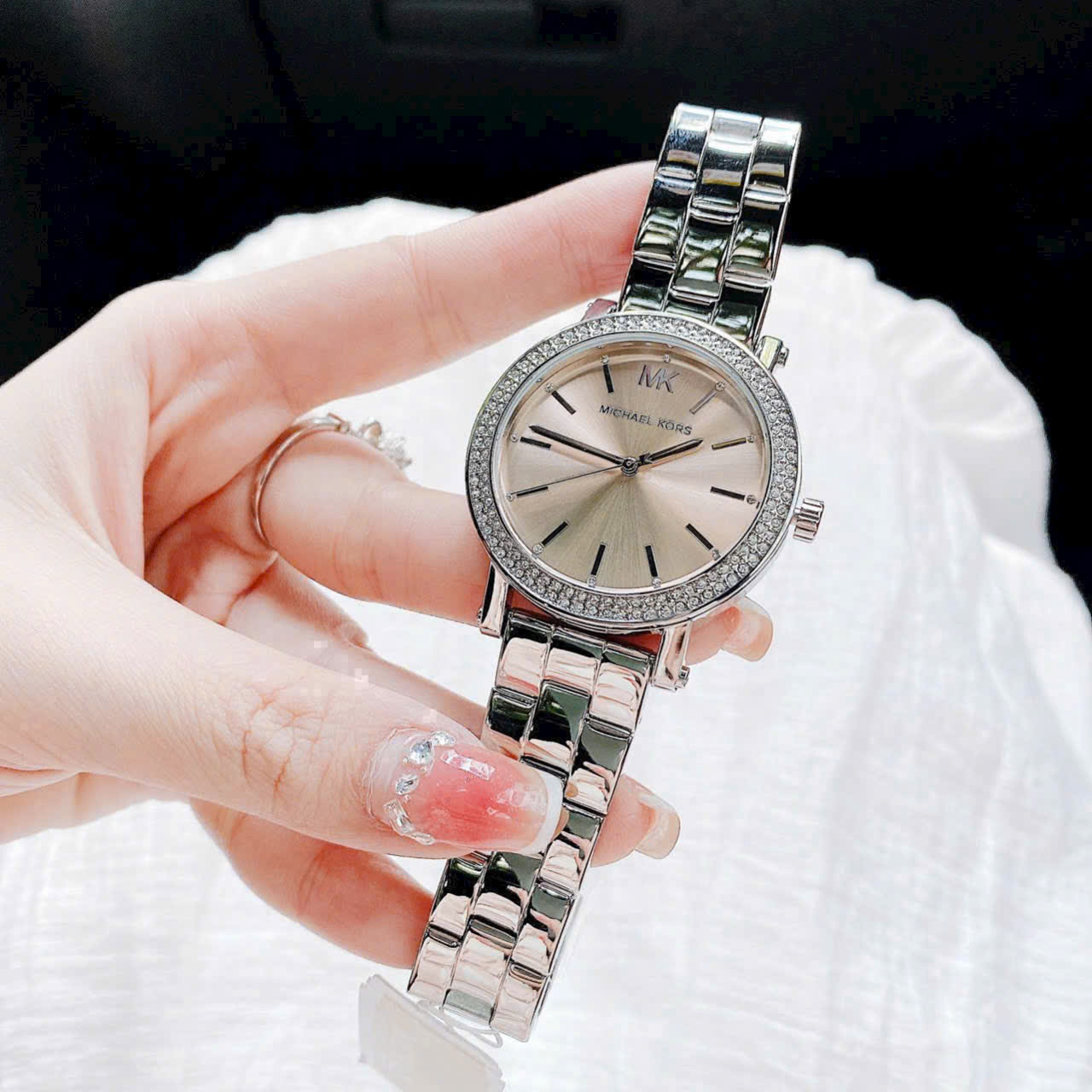 Đồng hồ đeo tay nữ Michael Kors Corey Three Hand Pink Dial Silver Steel Strap Watch for Women MKO1050 2