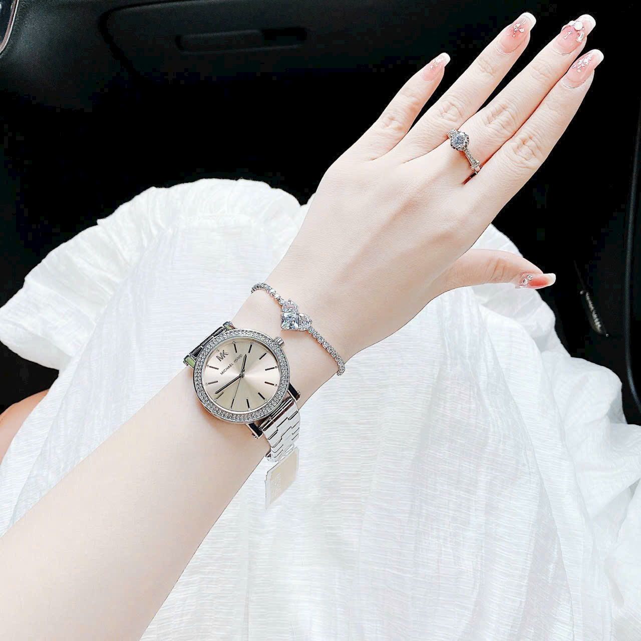 Đồng hồ đeo tay nữ Michael Kors Corey Three Hand Pink Dial Silver Steel Strap Watch for Women MKO1050 8