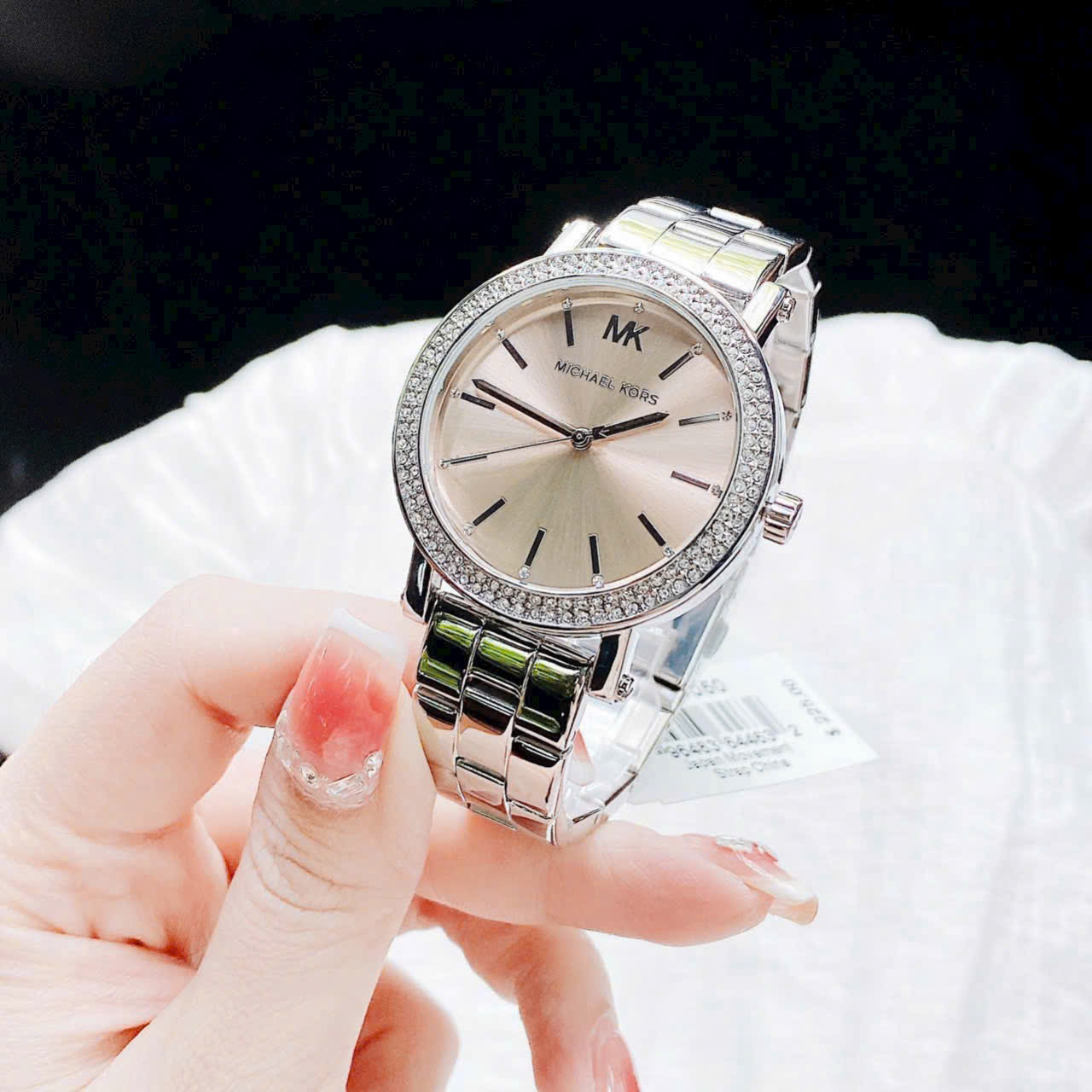 Đồng hồ đeo tay nữ Michael Kors Corey Three Hand Pink Dial Silver Steel Strap Watch for Women MKO1050 9