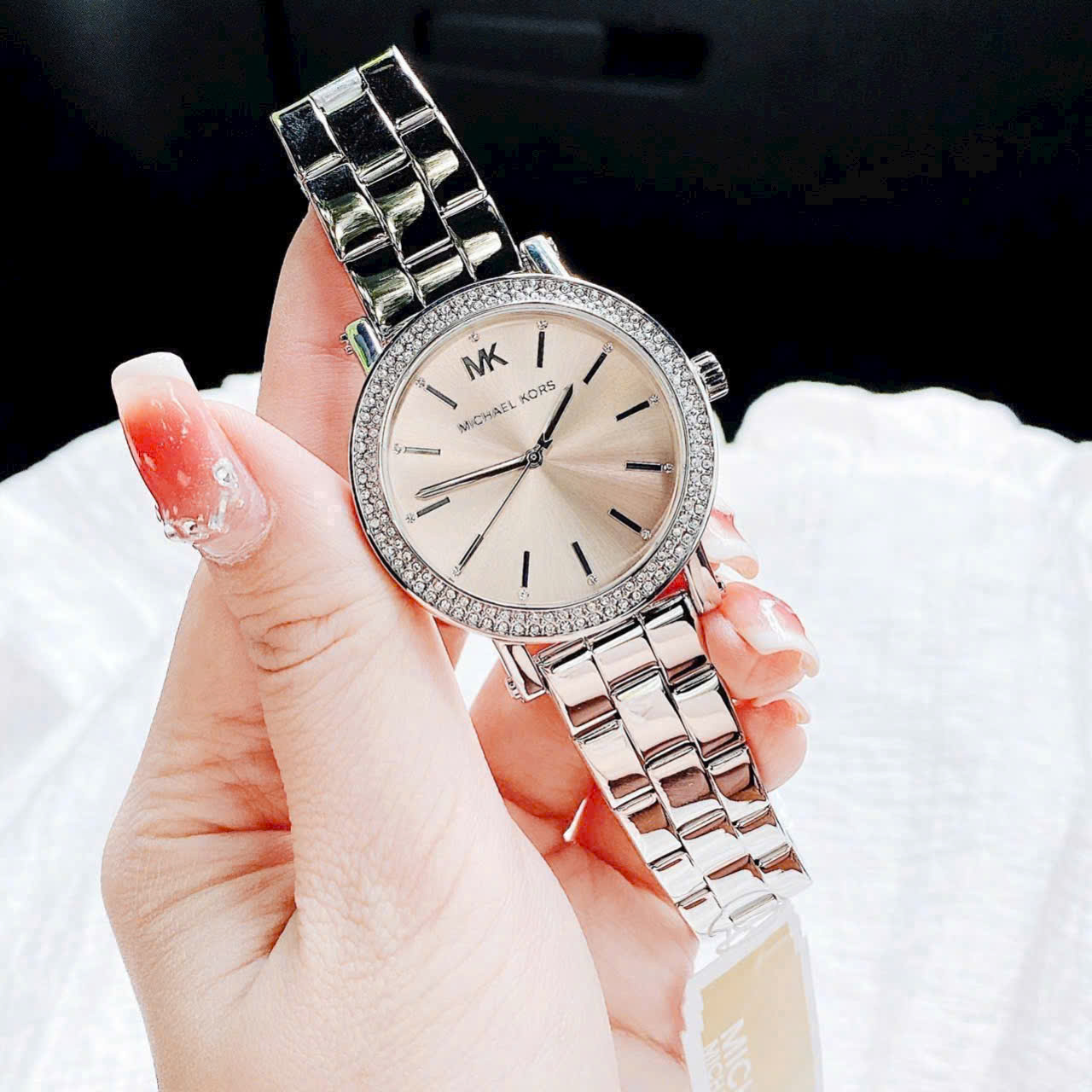 Đồng hồ đeo tay nữ Michael Kors Corey Three Hand Pink Dial Silver Steel Strap Watch for Women MKO1050 12