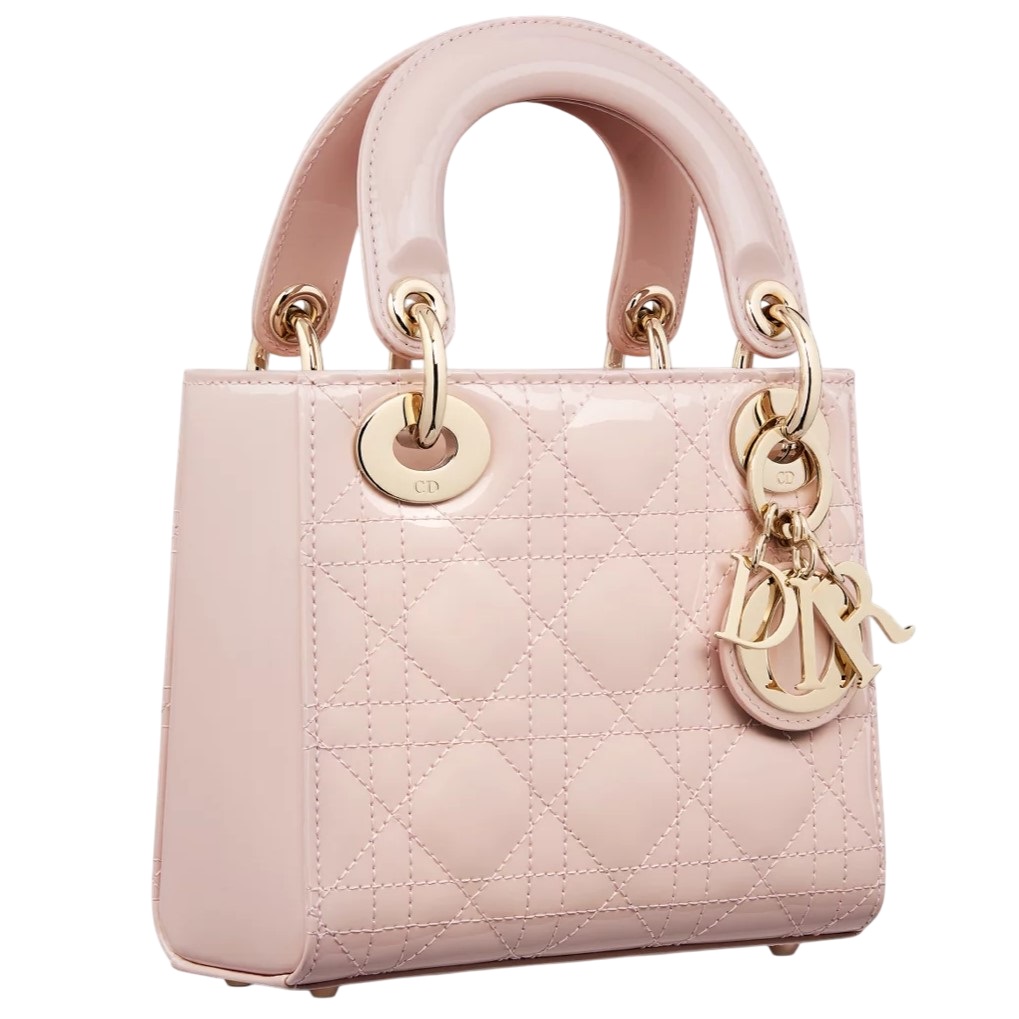 Túi xách Mini Lady Dior Bag Powder Pink Patent Cannage Calfskin 6