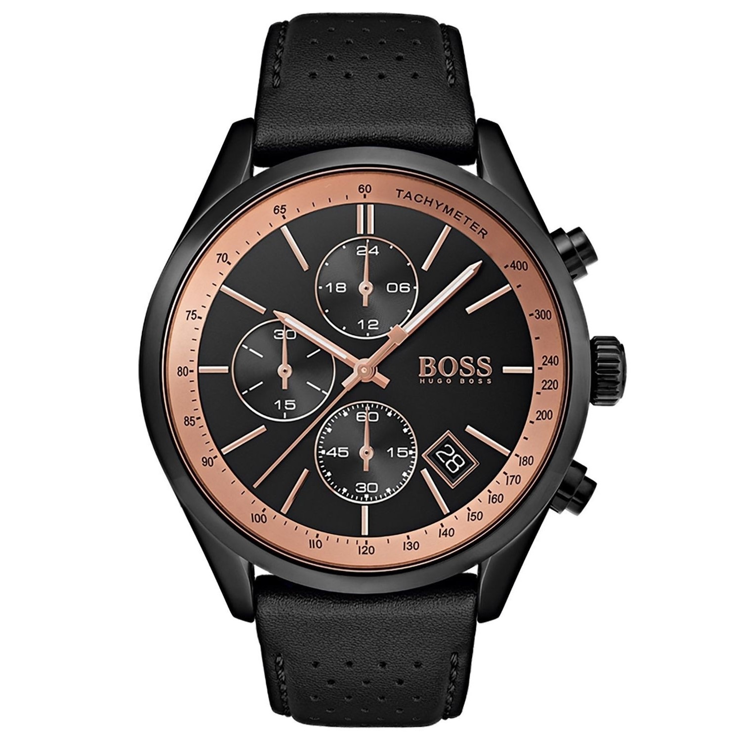 ĐỒNG HỒ DÂY DA NAM HUGO BOSS GRAND PRIX BLACK LEATHER BAND DIAL WATCH 1513550 7