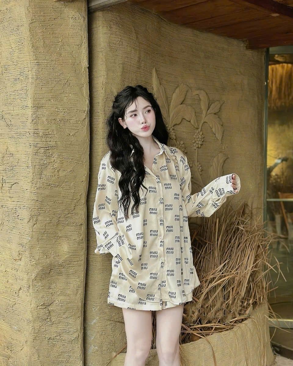 Combo bộ áo sơ mi quần ngắn lụa MiuMiu 8