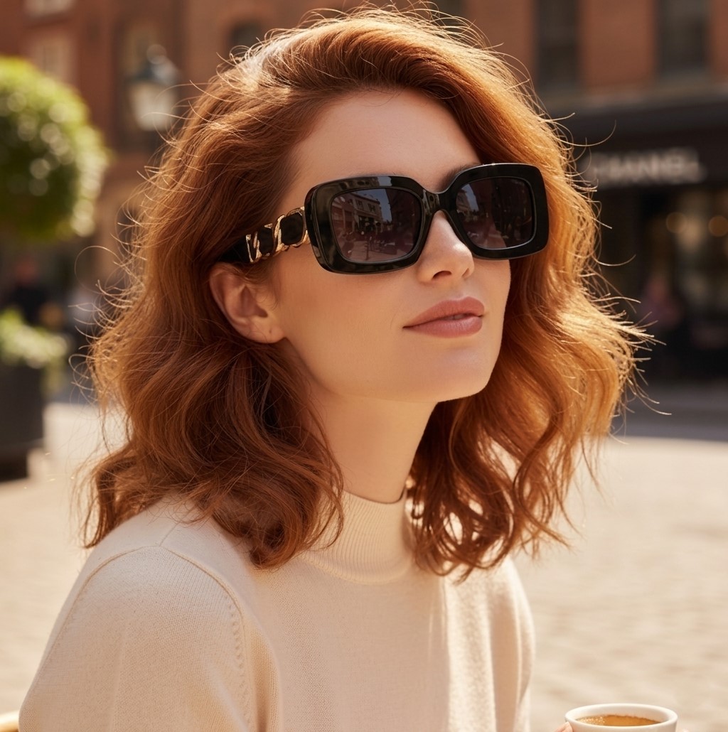 Mắt kính Chanel Rectangle Sunglasses Black Frame Grey Lenses 9183 5
