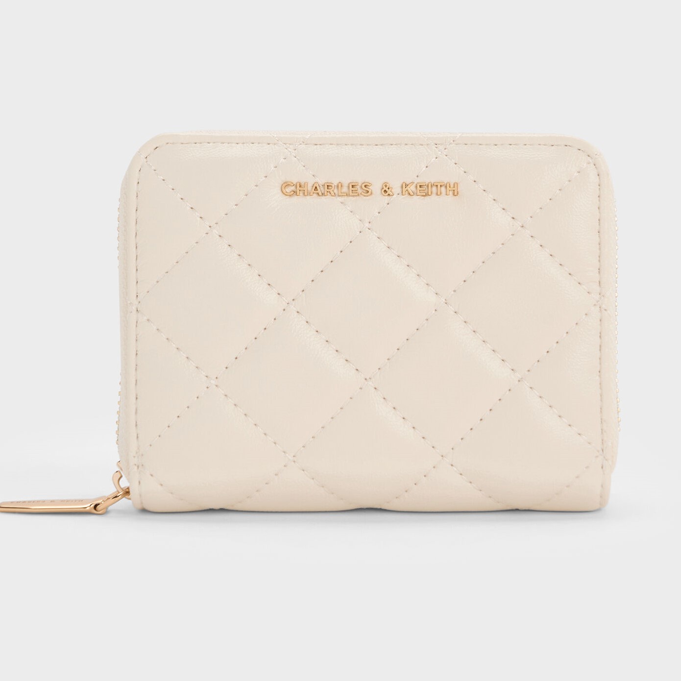 Ví cầm tay ngắn gập trắng Charles Keith Alva Quilted Zip Around Wallet CK6-10770678 3