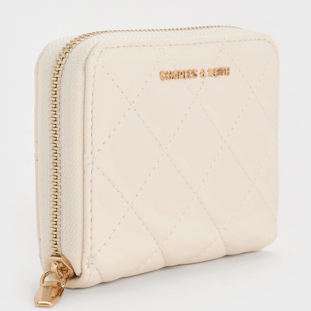 Ví cầm tay ngắn gập trắng Charles Keith Alva Quilted Zip Around Wallet CK6-10770678 5