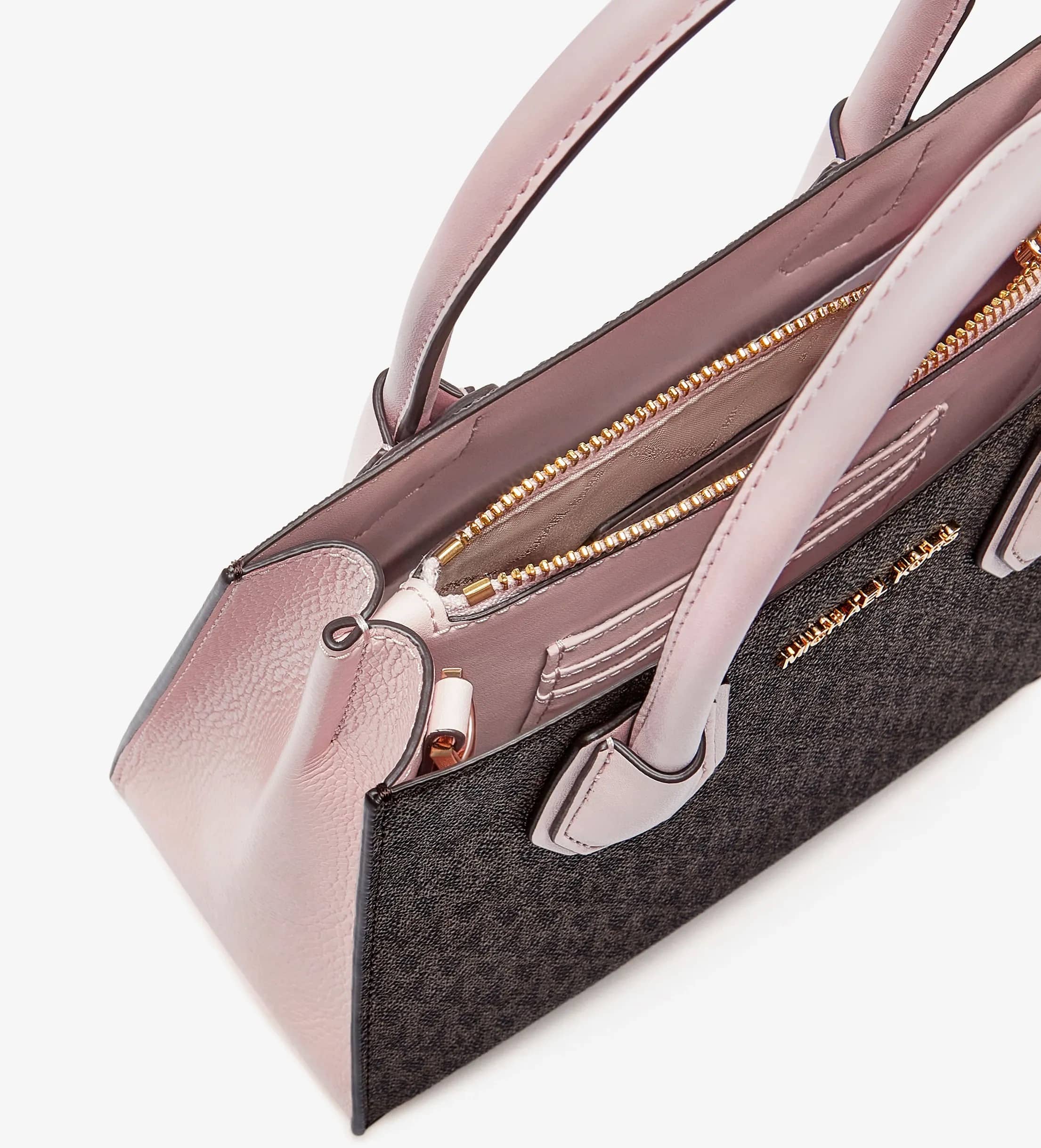 Túi xách MK Michael Kors Mercer Medium Monogram Tote Dark Brown Nude Pink 5