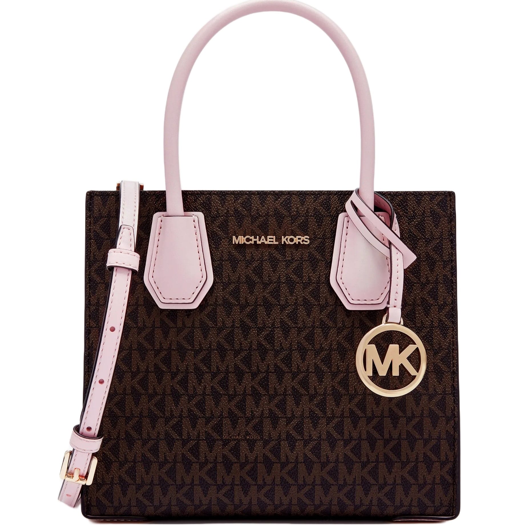Túi xách MK Michael Kors Mercer Medium Monogram Tote Dark Brown Nude Pink 3