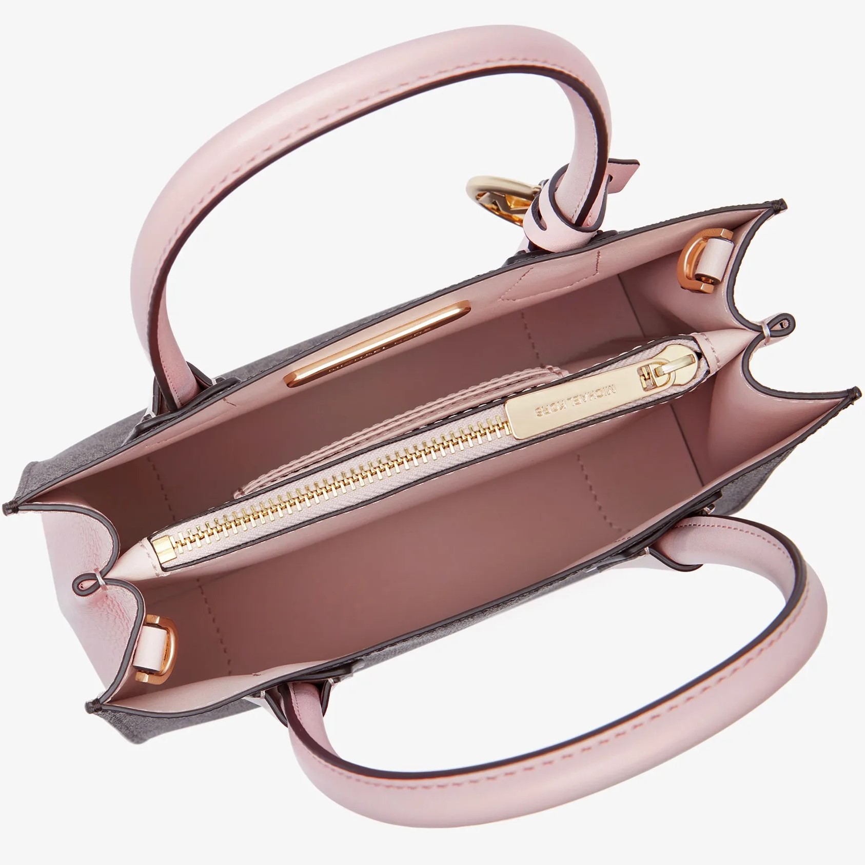Túi xách MK Michael Kors Mercer Medium Monogram Tote Dark Brown Nude Pink 8