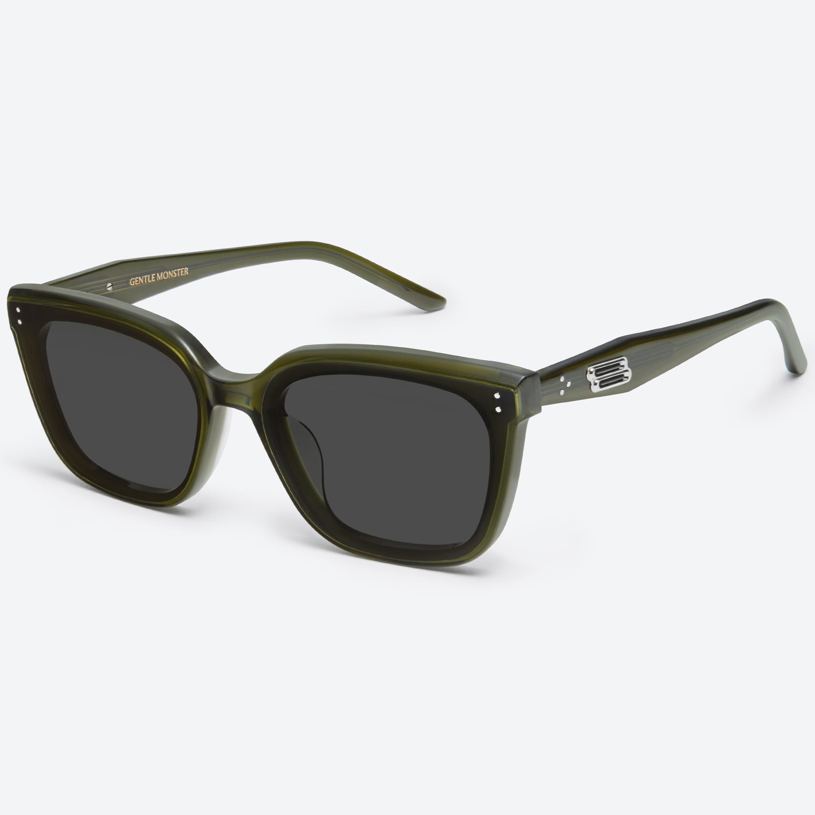 Kính râm Gentle Monster Tote KC2 Black Lenses Translucent Khaki Acetate Frame 5