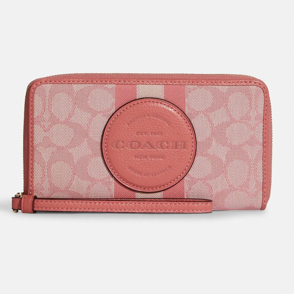 VÍ COACH DEMPSEY LARGE PHONE WALLET IN SIGNATURE JACQUARD WITH STRIPE AND COACH PATCH 1