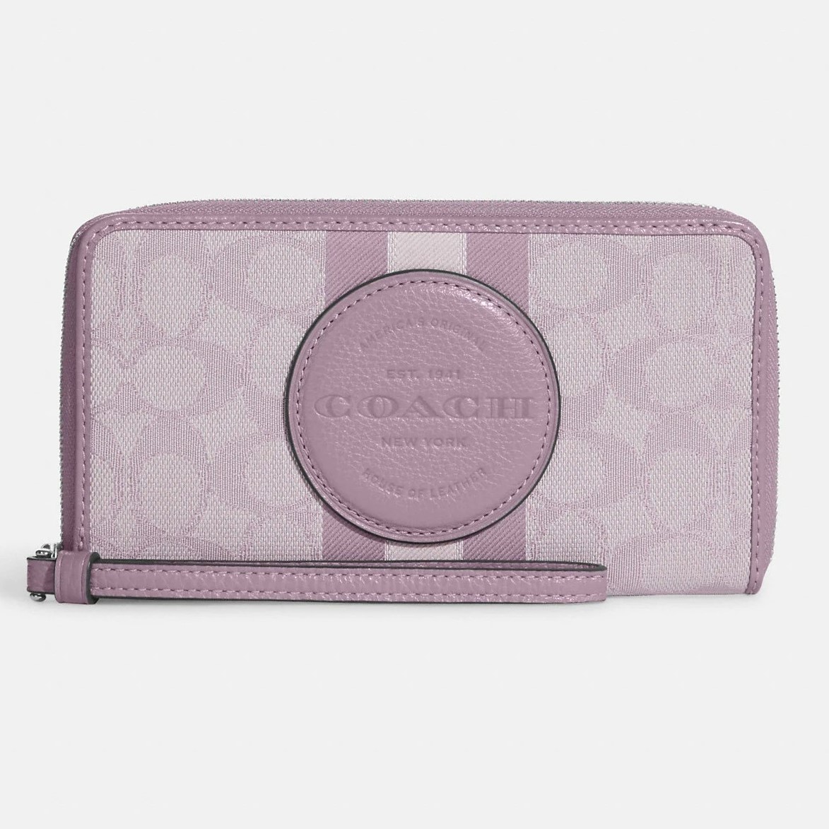 VÍ COACH DEMPSEY LARGE PHONE WALLET IN SIGNATURE JACQUARD WITH STRIPE AND COACH PATCH 4