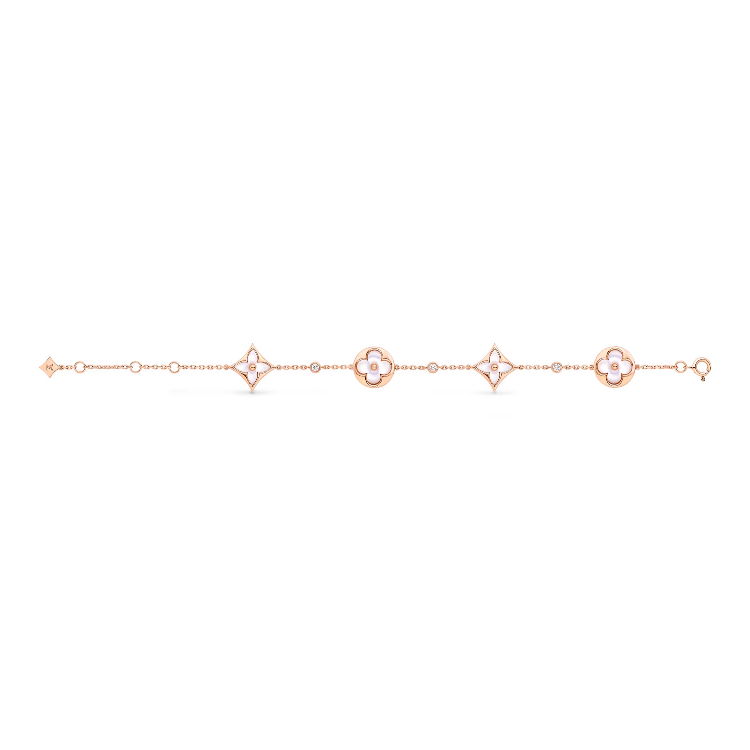 Lắc tay hoa nữ Louis Vuitton Color Blossom BB Multi-Motifs Bracelet Pink Gold White Mother-of-Pearl And Diamonds Q95596 1