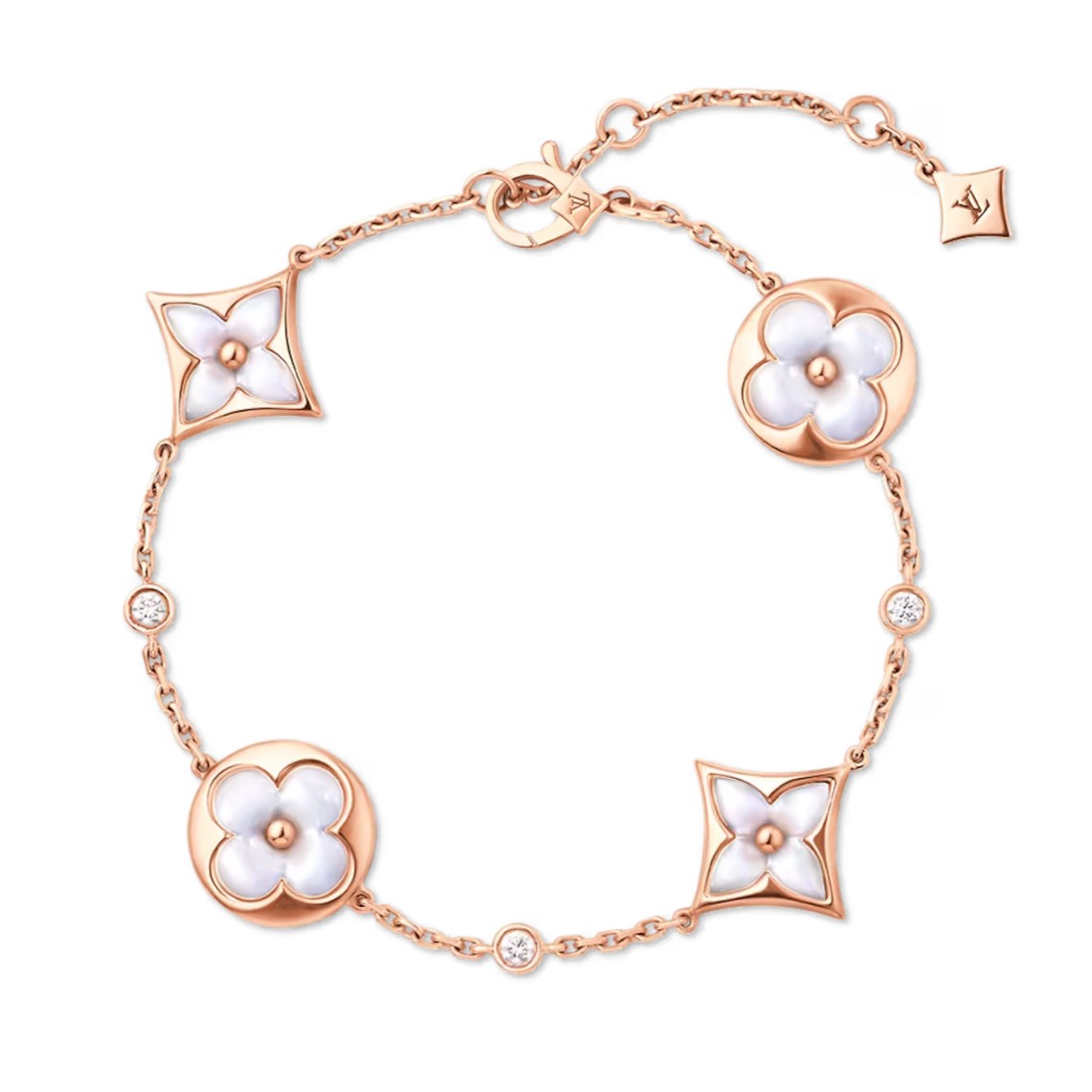Lắc tay hoa nữ Louis Vuitton Color Blossom BB Multi-Motifs Bracelet Pink Gold White Mother-of-Pearl And Diamonds Q95596 2