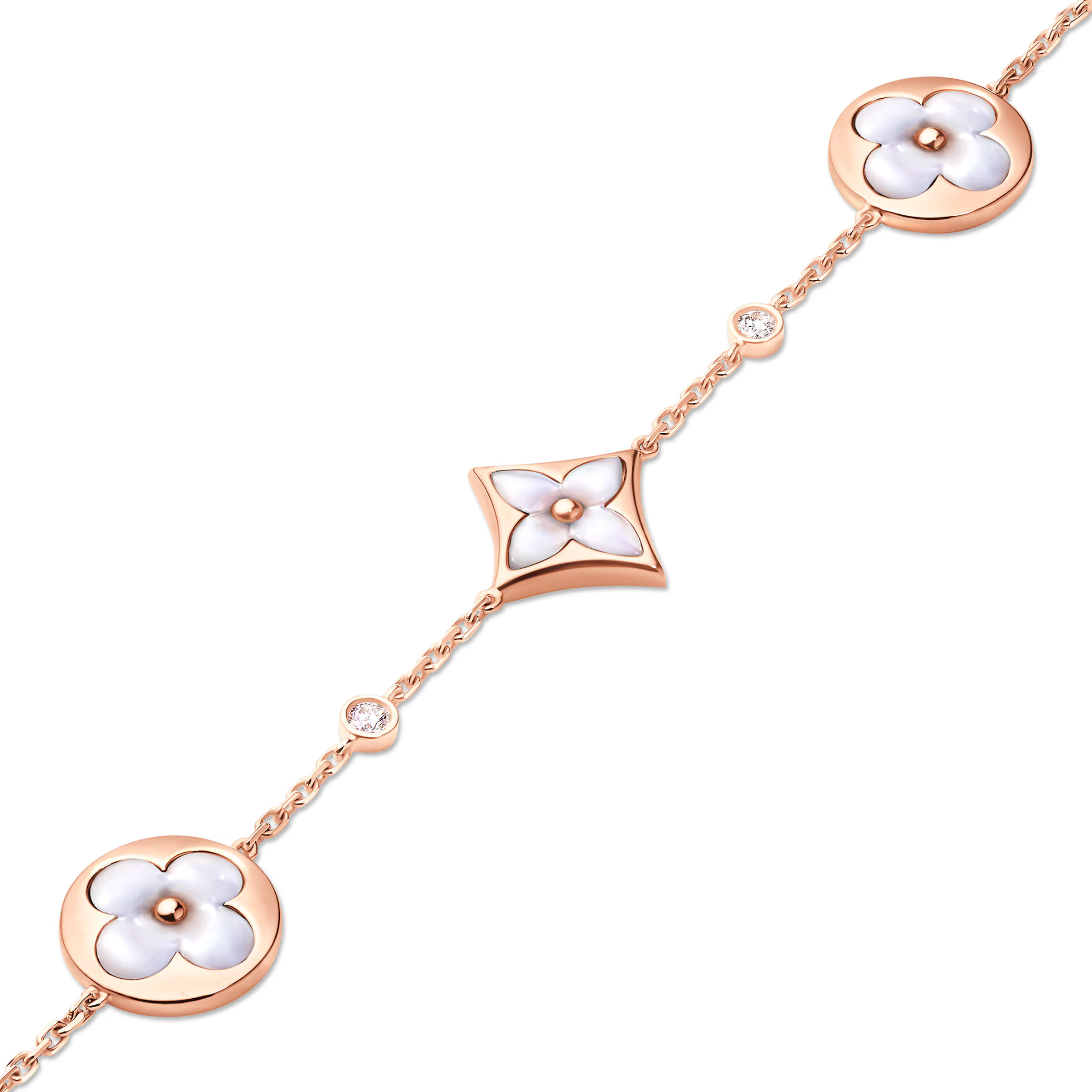 Lắc tay hoa nữ Louis Vuitton Color Blossom BB Multi-Motifs Bracelet Pink Gold White Mother-of-Pearl And Diamonds Q95596 6