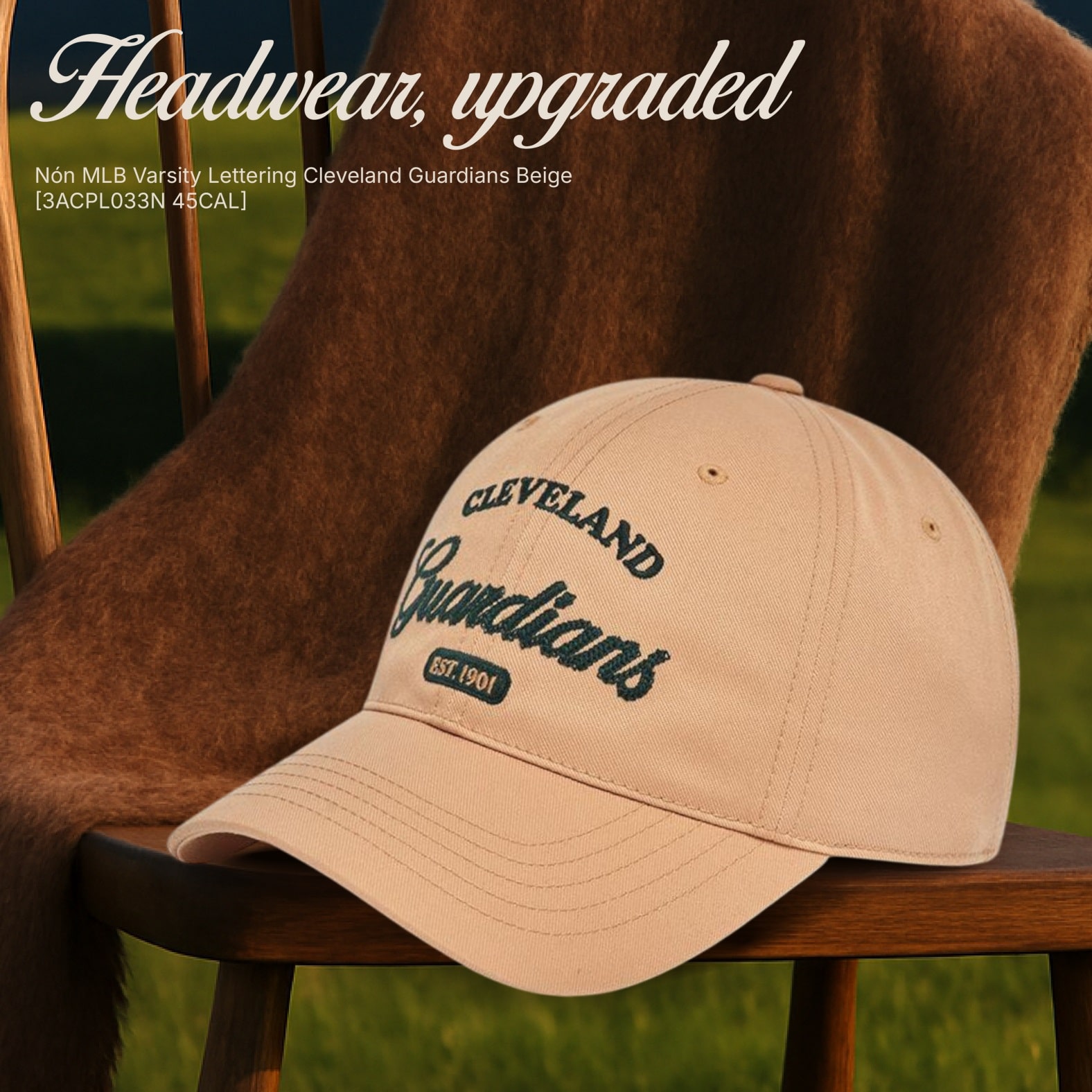 Nón MLB Varsity Lettering Ball Cap Cleveland Guardians L Camel Cap 3ACPL033N-45CAL 15