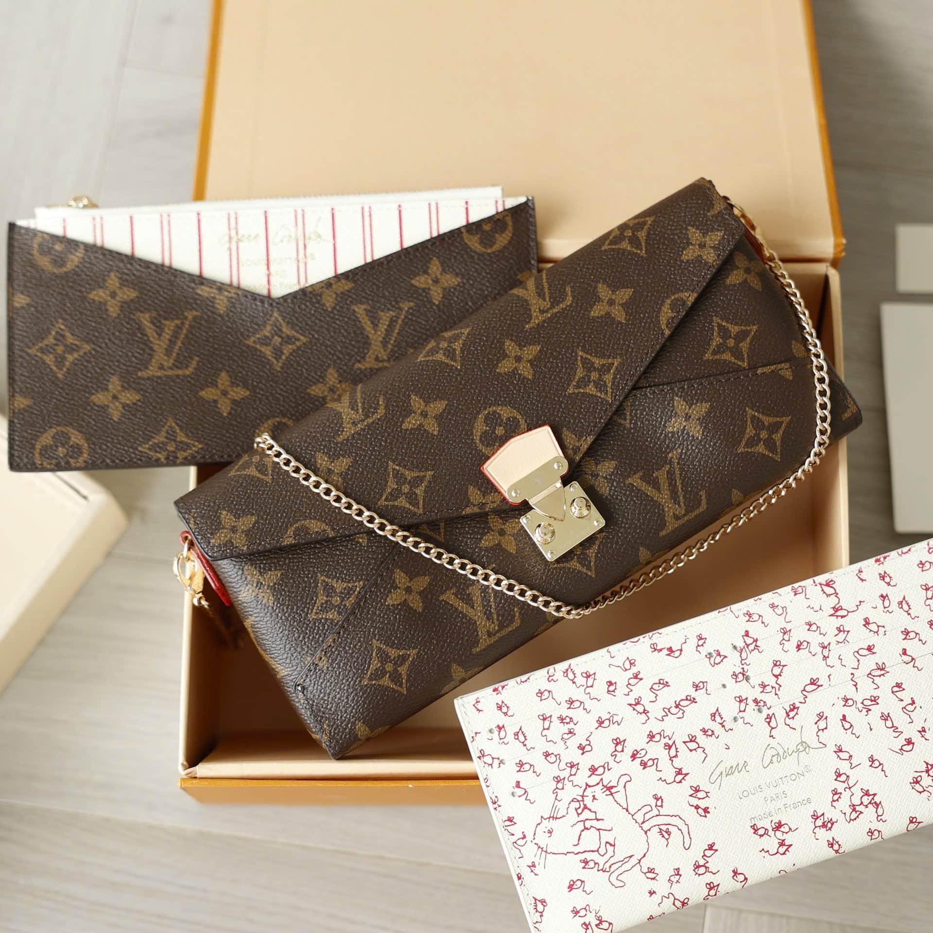 Túi nâu Louis Vuitton Travels With Grace Coddington Kirigami Organizer On Chain 13
