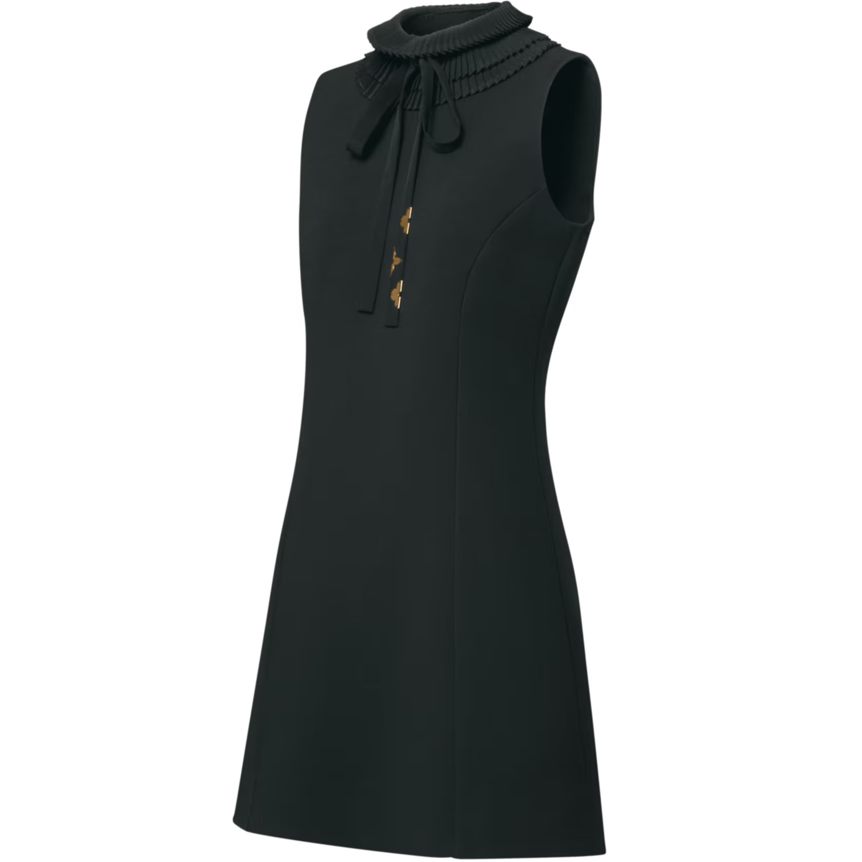 Áo đầm Louis Vuitton Pleat Collar Fitted Dress Black 7