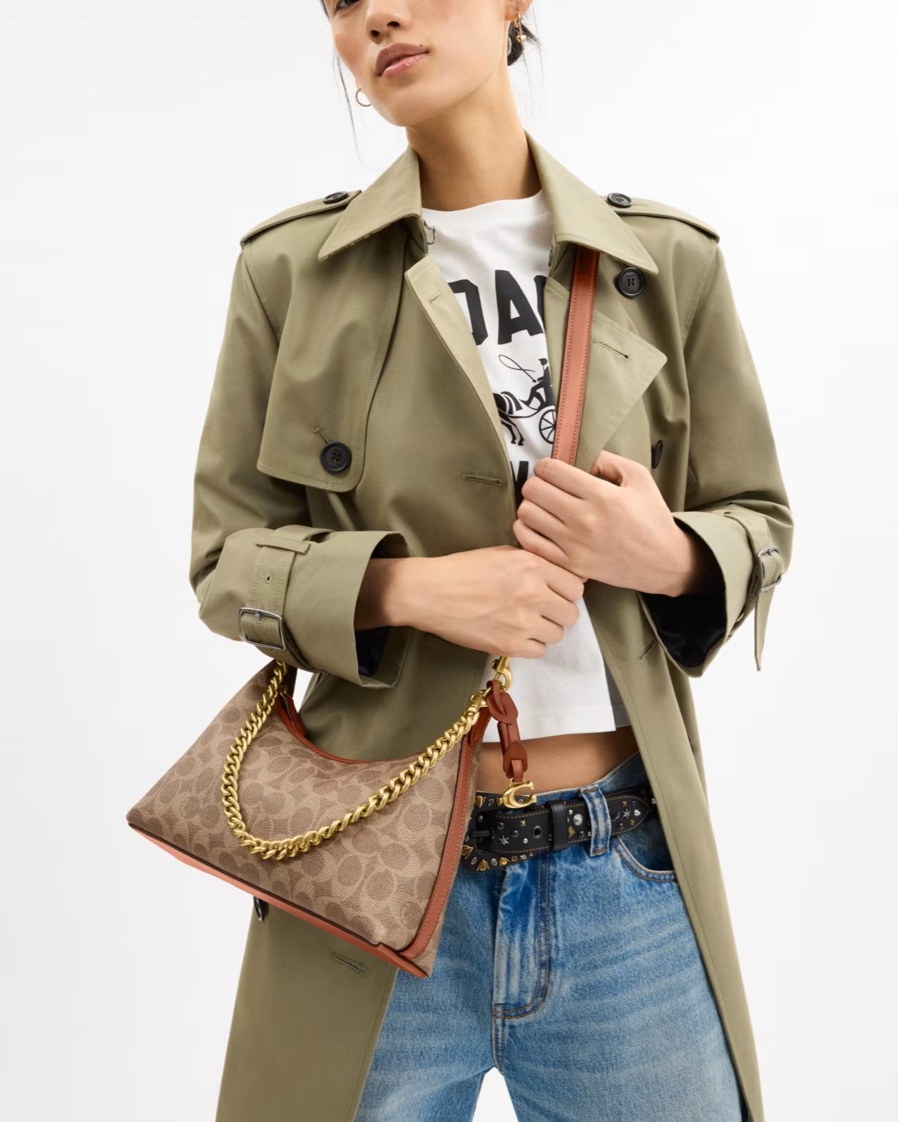 Túi đeo chéo Coach Juliet Shoulder Bag 25 In Signature Canvas Tan Caramel CAM26 13