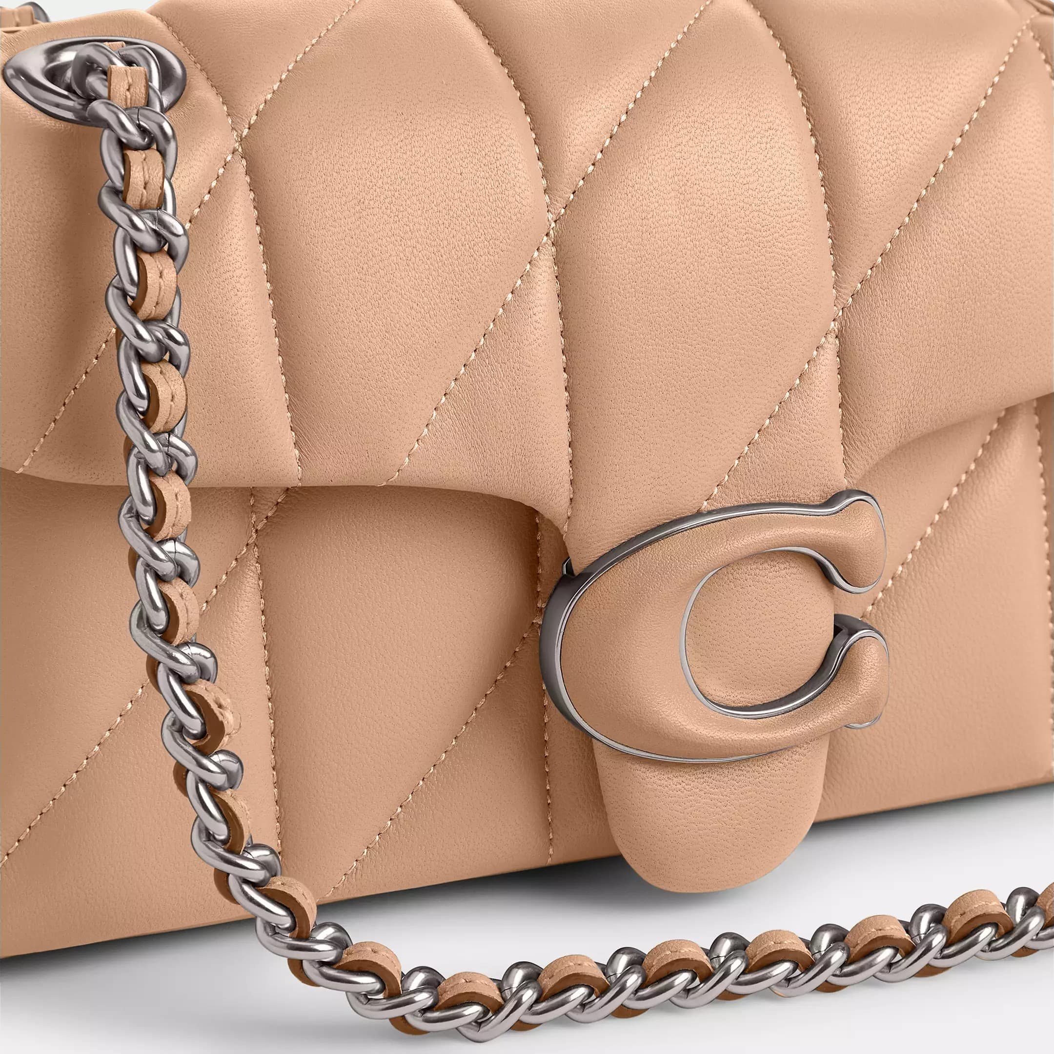 TÚI ĐEO CHÉO NỮ COACH TABBY SHOULDER BAG 20 WITH QUILTING NAPPA LEATHER SILVER BUFF CP145 4