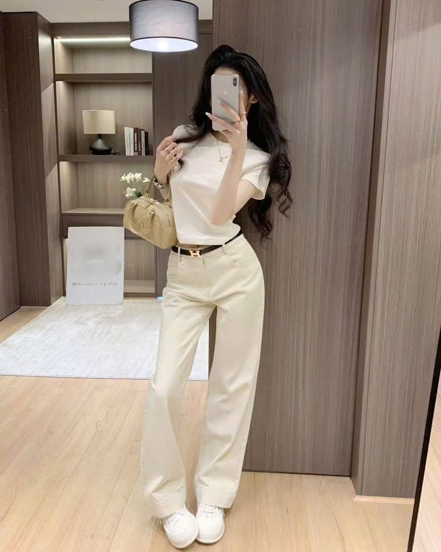 Áo thun tay ngắn cổ tròn trắng Herme 5