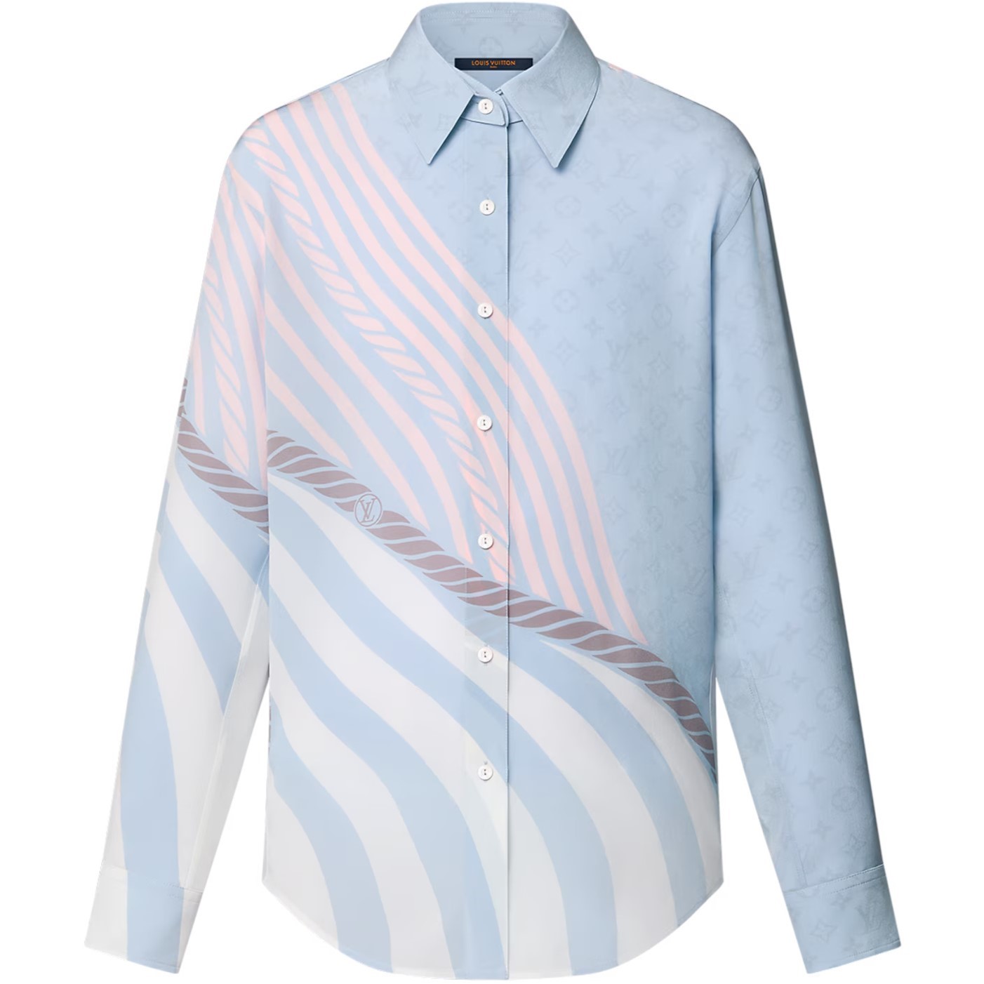 Combo áo sơ mi quần suông vải xanh dương Louis Vuitton 1