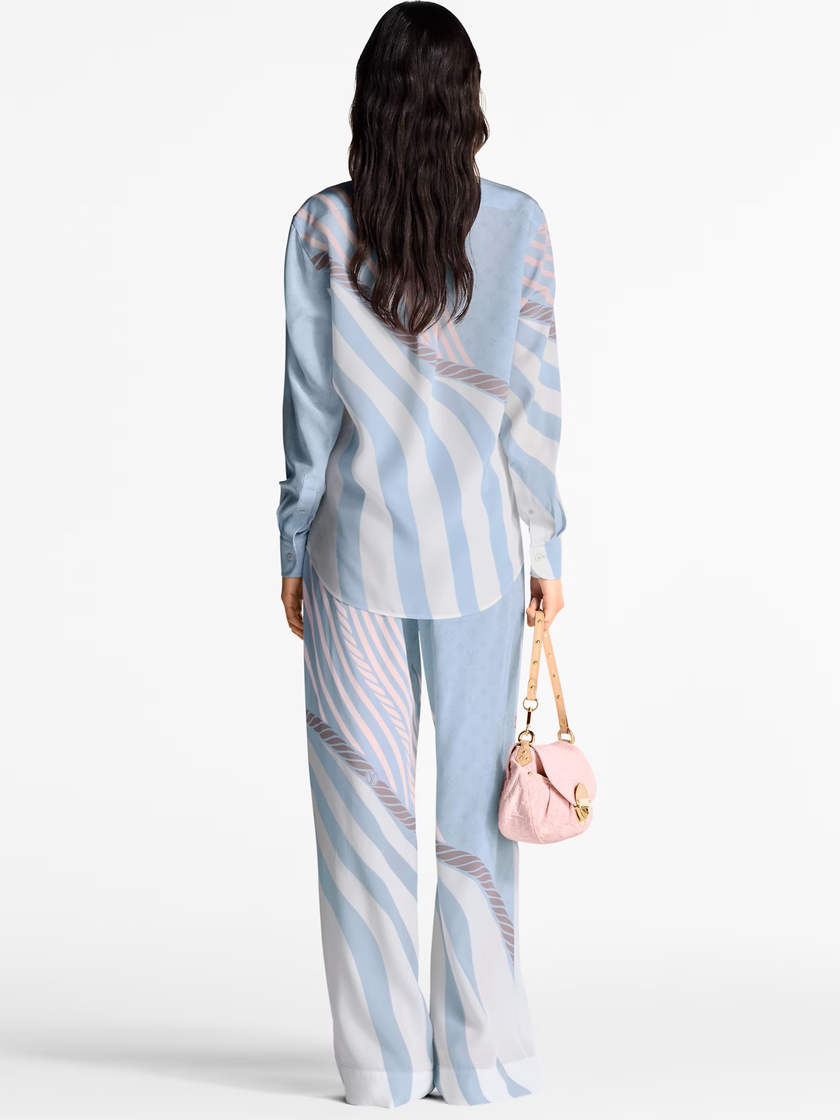 Combo áo sơ mi quần suông vải xanh dương Louis Vuitton 5