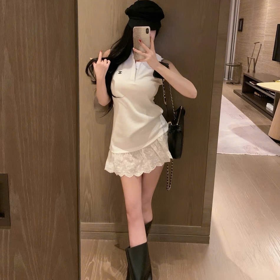 Đầm thun nữ thời trang sát nách cổ polo Chanel 1