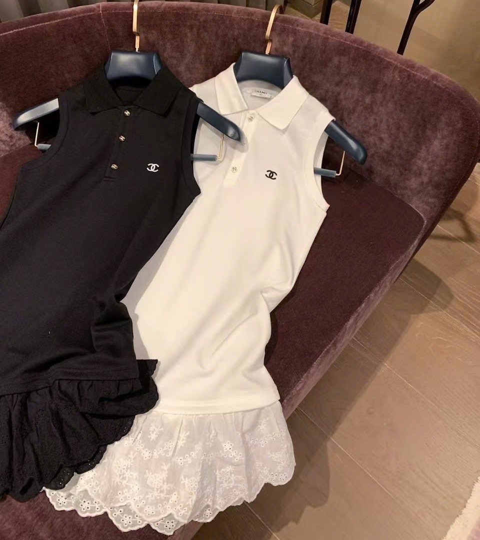 Đầm thun nữ thời trang sát nách cổ polo Chanel 3