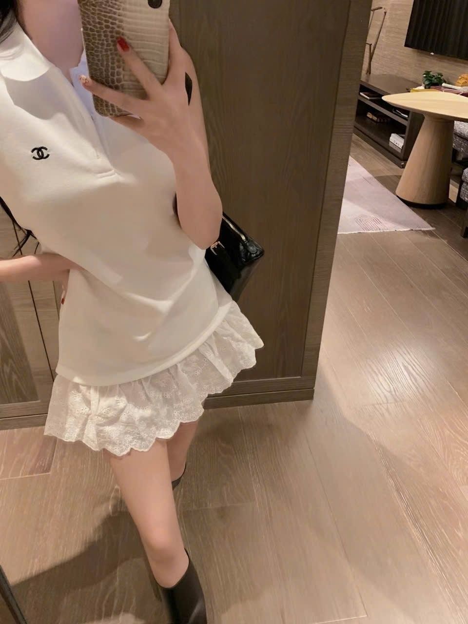 Đầm thun nữ thời trang sát nách cổ polo Chanel 5