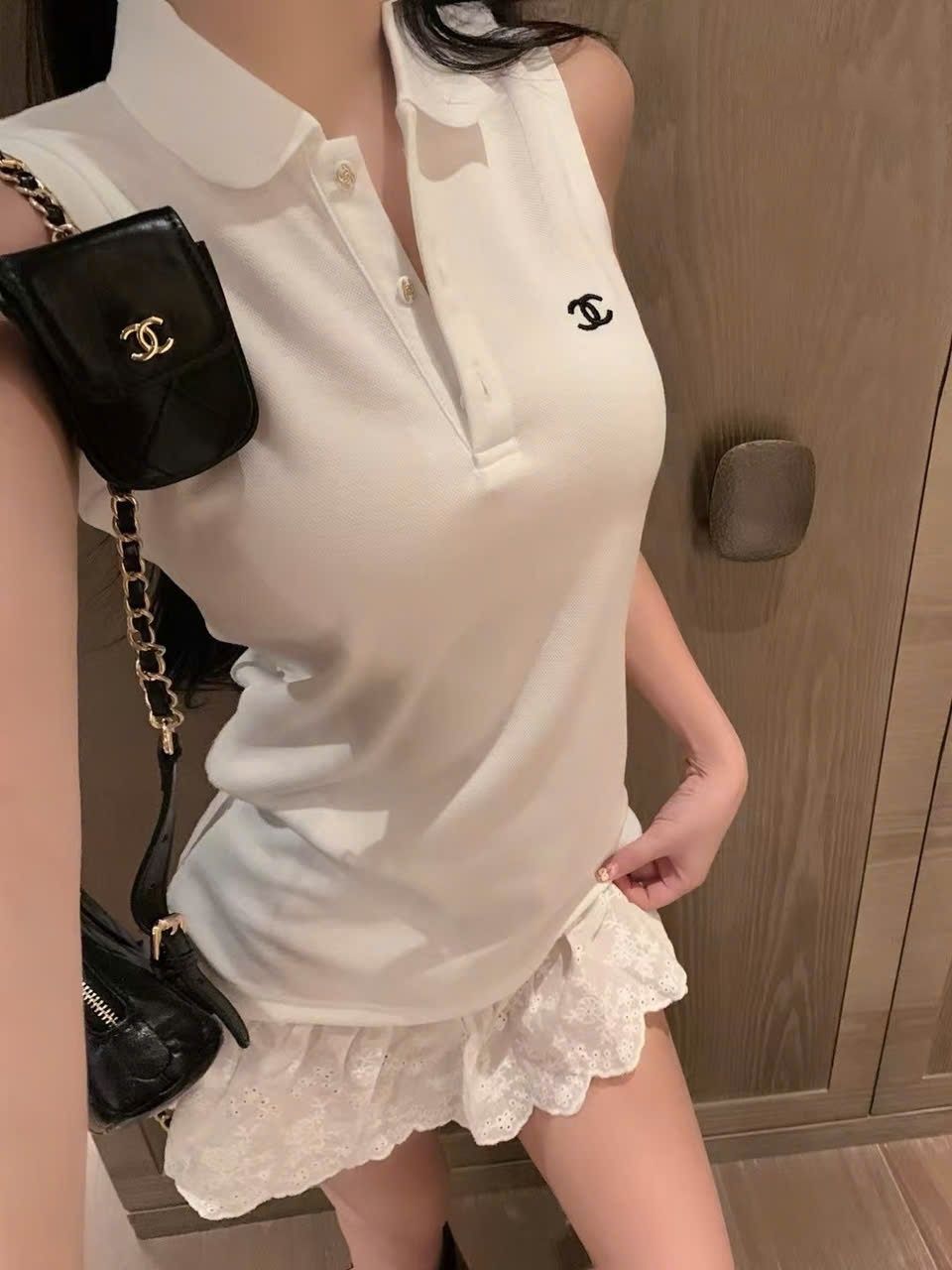 Đầm thun nữ thời trang sát nách cổ polo Chanel 7