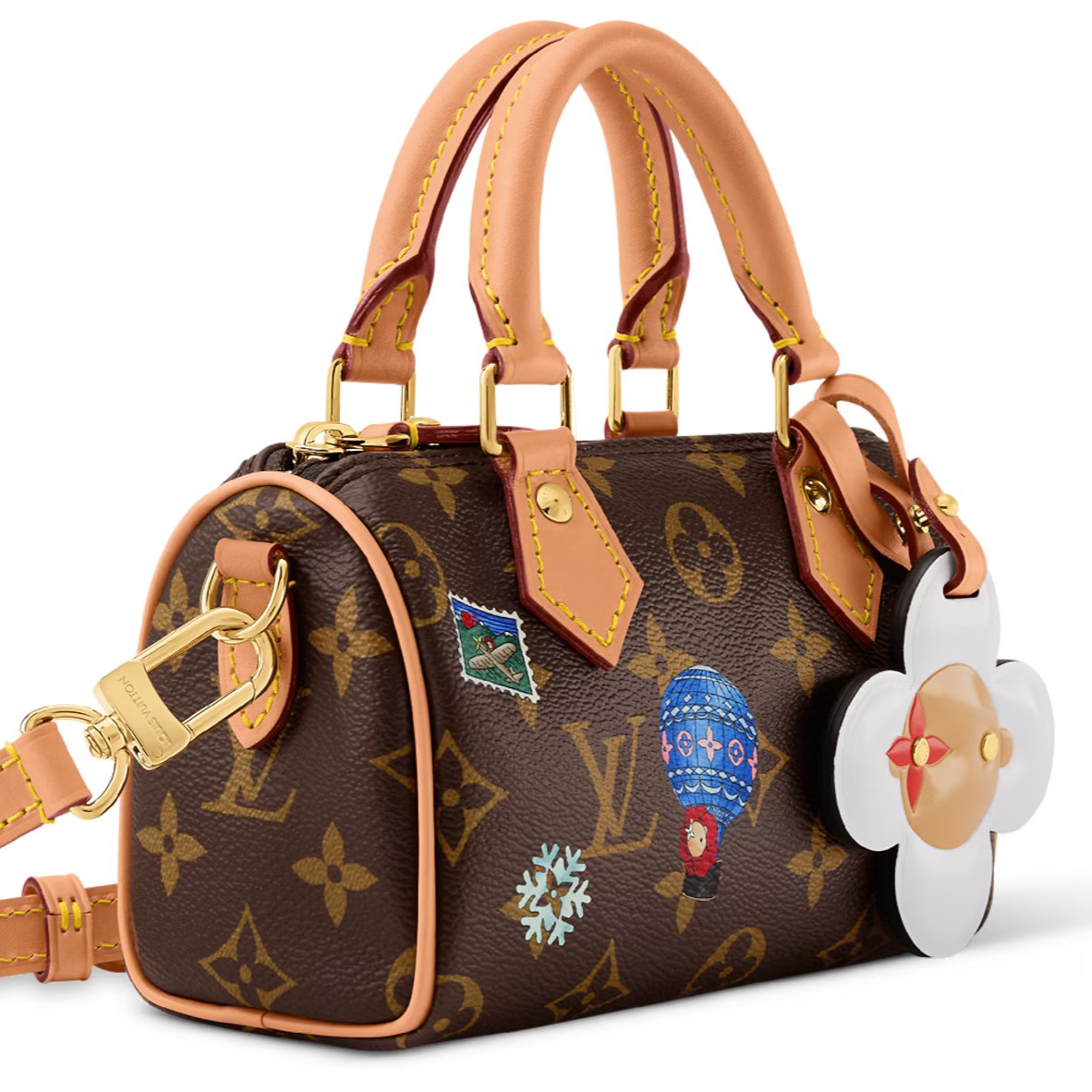 Túi đeo chéo Louis Vuitton Nano Speedy Monogram Snowy Pearl 4