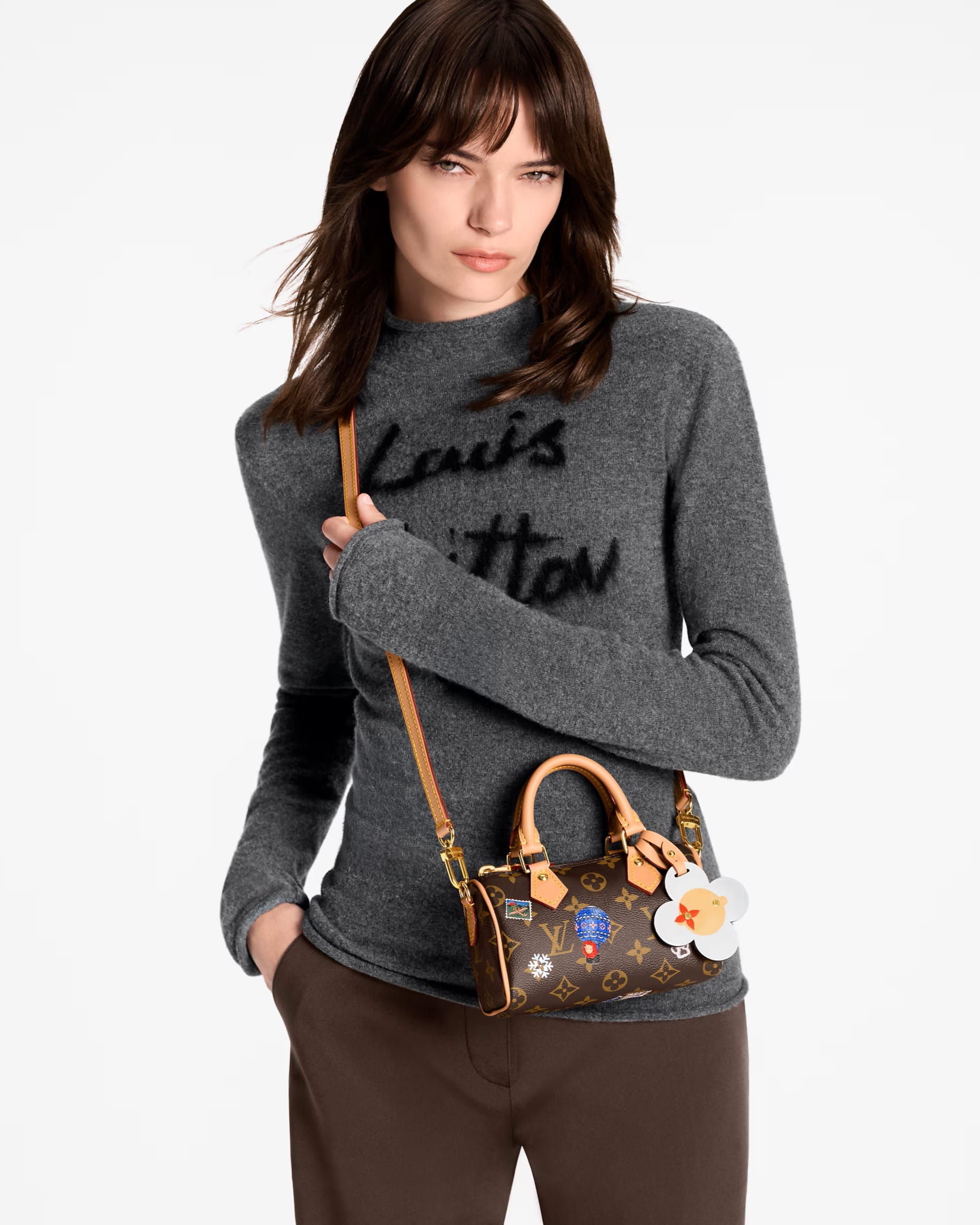 Túi đeo chéo Louis Vuitton Nano Speedy Monogram Snowy Pearl 5