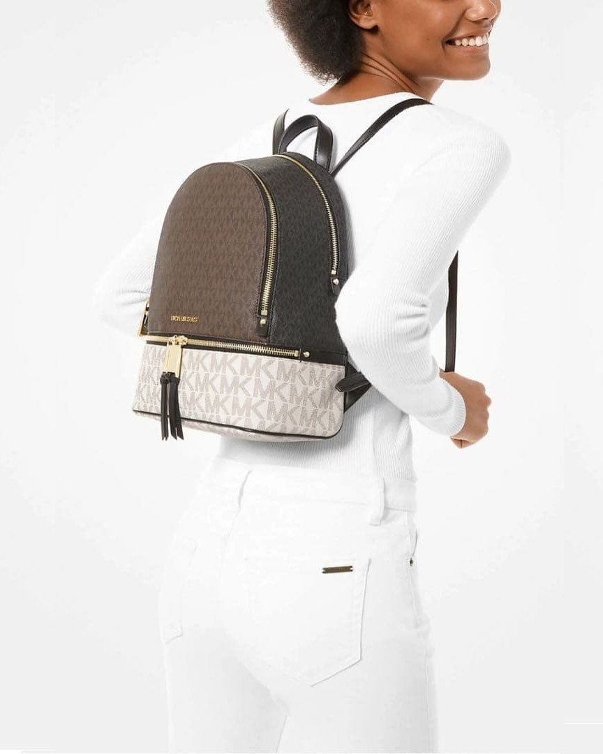 Ba lô Michael Kors Rhea Medium Color-block Logo Backpack in Musk Multi 6