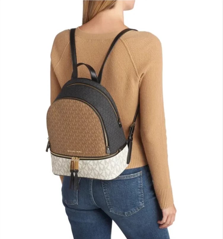 Ba lô Michael Kors Rhea Medium Color-block Logo Backpack in Musk Multi 10