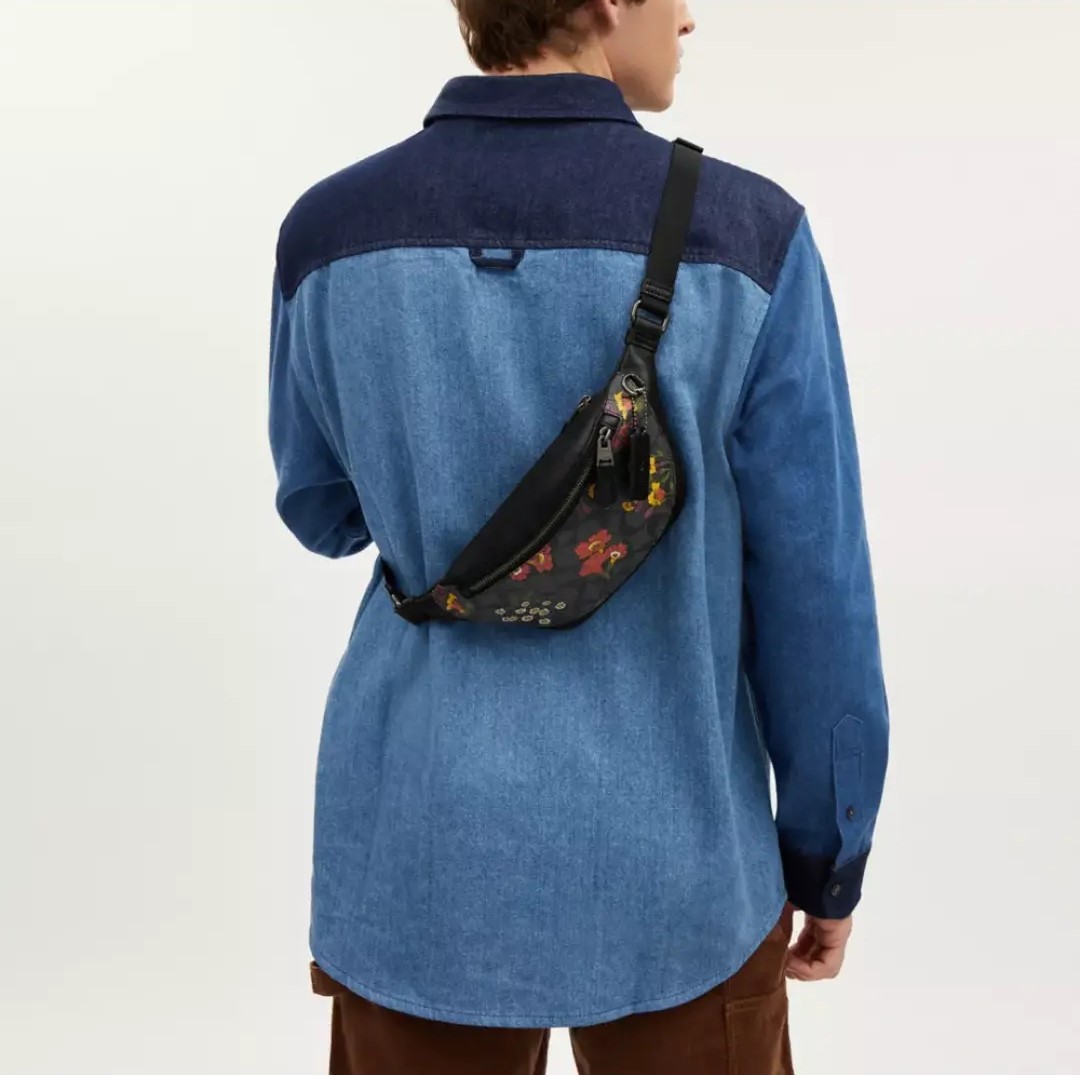 Túi đeo bao tử Coach Warren Mini Belt Bag In Signature Canvas With Floral Print Charcoal Multi CR189 2