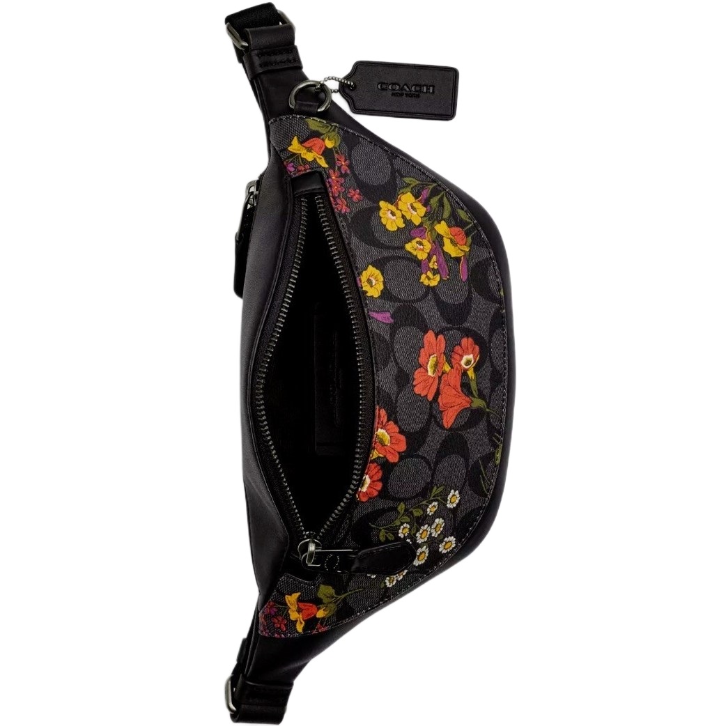 Túi đeo bao tử Coach Warren Mini Belt Bag In Signature Canvas With Floral Print Charcoal Multi CR189 3