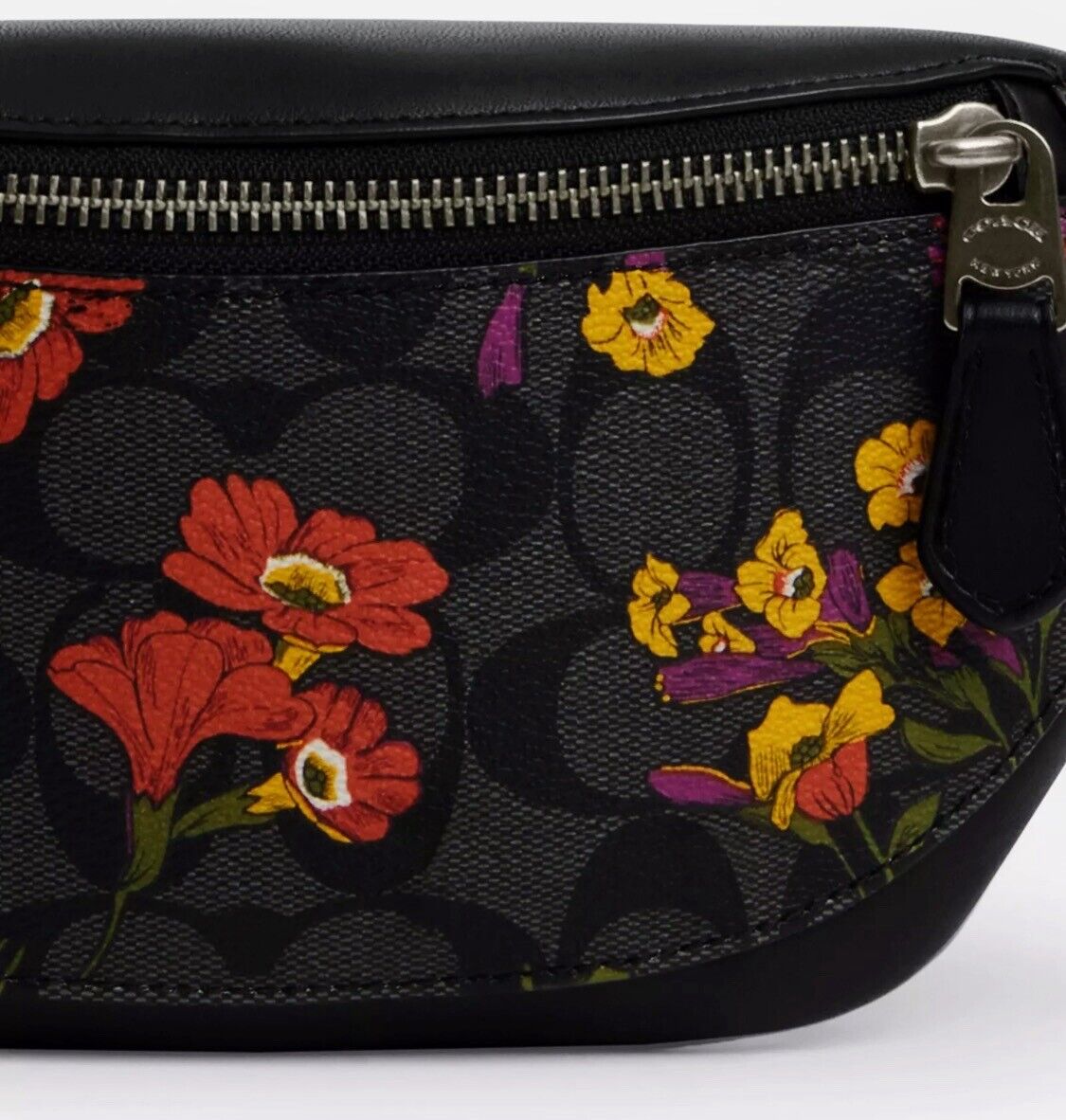 Túi đeo bao tử Coach Warren Mini Belt Bag In Signature Canvas With Floral Print Charcoal Multi CR189 6